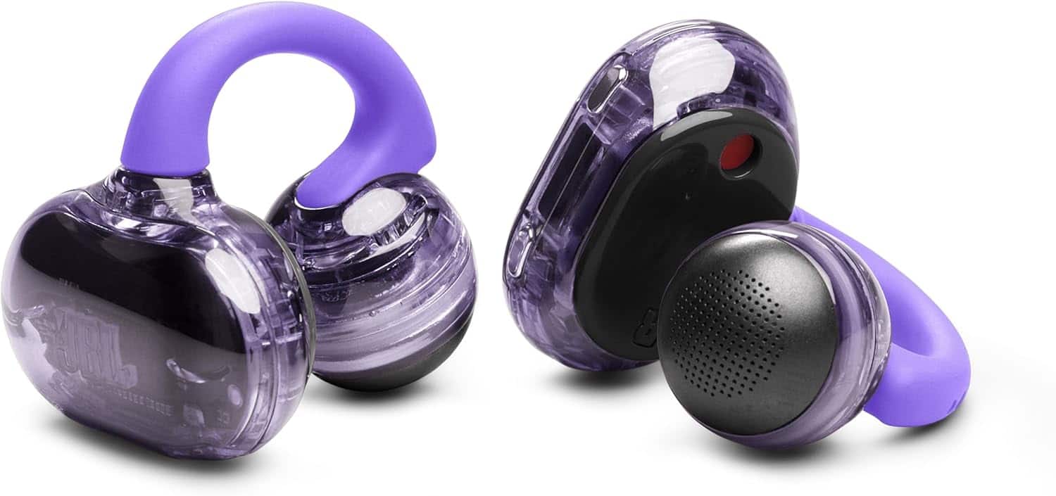 JBL Soundgear Clips Open Ear Wireless Headphones with Case Purple