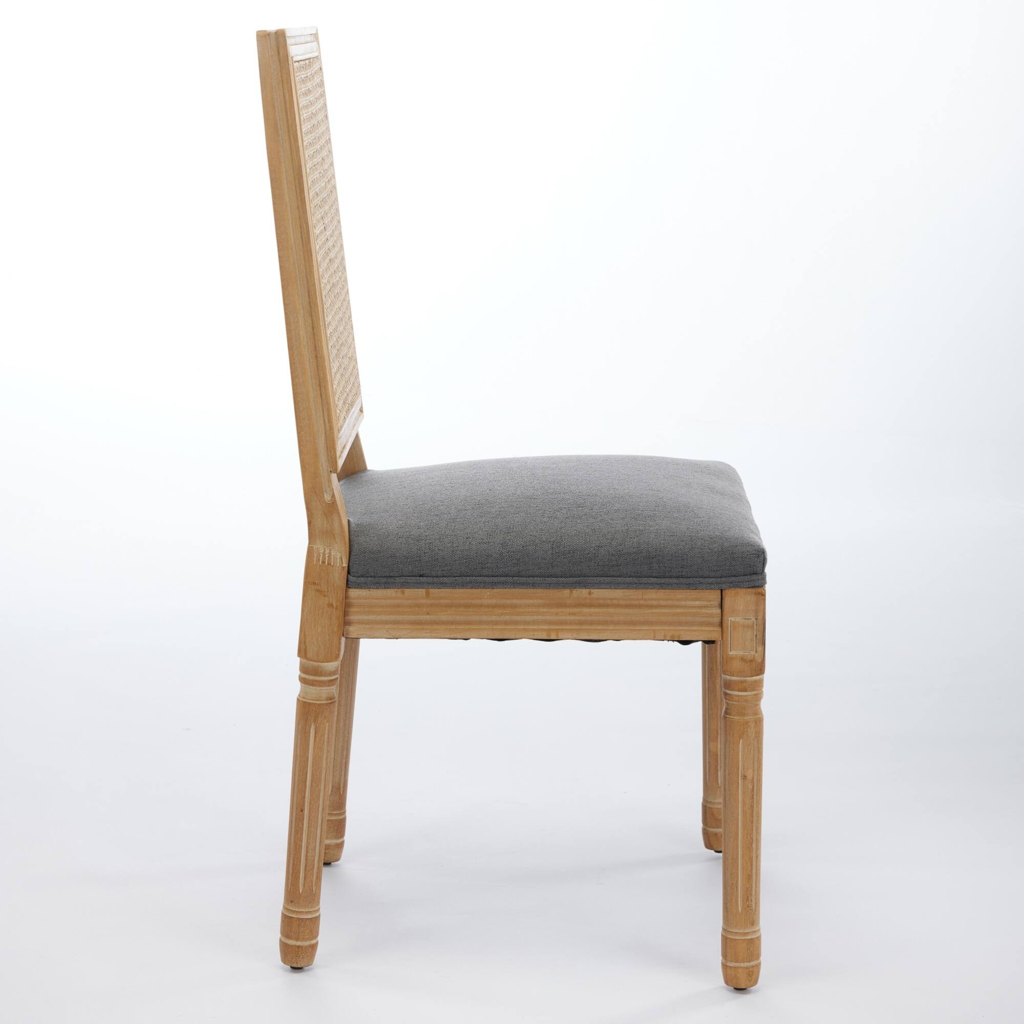 Alt View 1. GOODSILO - French-Inspired Dining Chairs Set of 2 with Rattan Backrest and Solid Wood Frame for Elegant Home Decor - Gray.