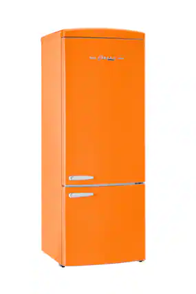 Front. Unique Appliances - Classic Retro 16.7 cu.ft Bottom Freezer Counter Depth Refrigerator - Creamsicle Orange.