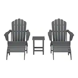 WestinTrends - Highland 5-Piece Adirondack Chair with Folding Ottoman and Table Set - Gray