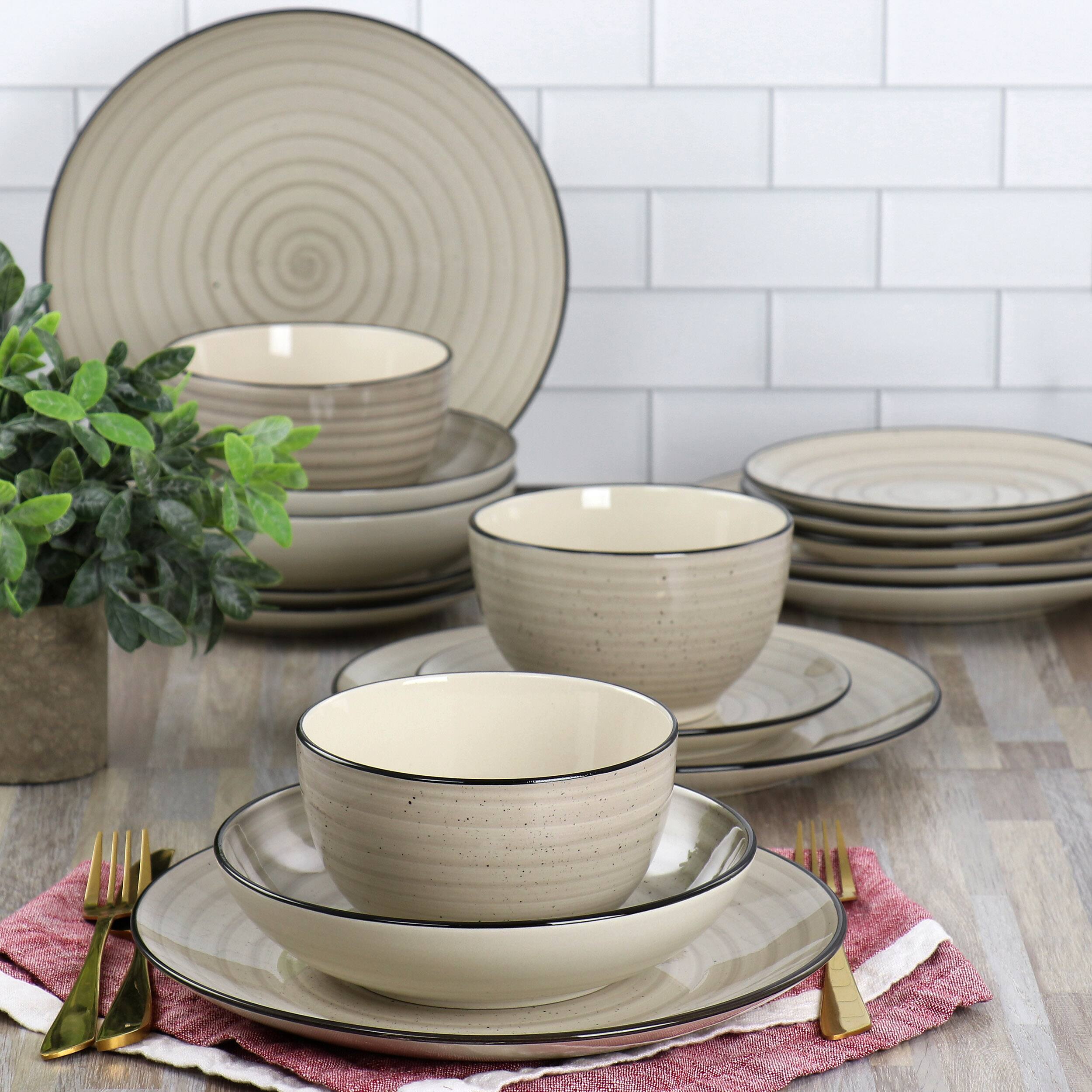 Alt View 7. Elama - Elama Gia 24 Piece Round Stoneware Dinnerware Set in Cream - Cream.