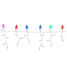 Celebrations - Platinum LED C9 Multicolored 70 ct Icicle Christmas Lights 9 ft.