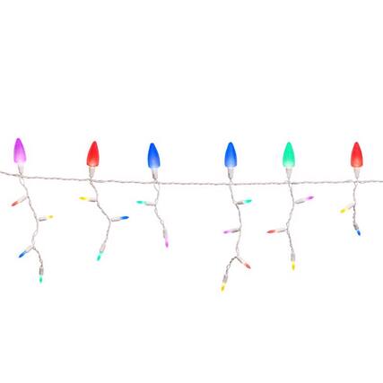 Front. Celebrations - Celebrations Platinum LED C9 Multicolored 70 ct Icicle Christmas Lights 9 ft..