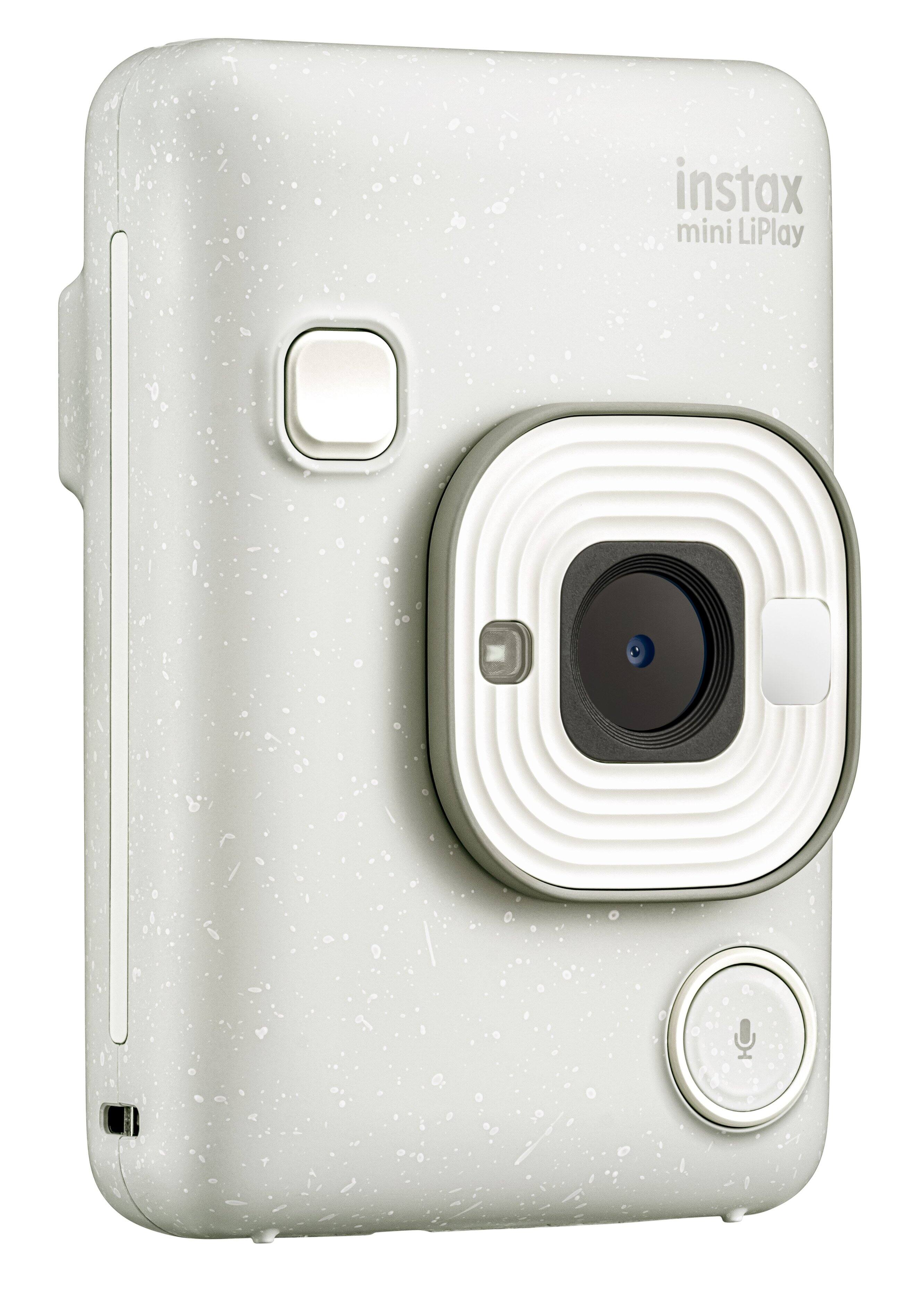 The text on the image reads "instax mini LiPlay," which is a camera that is designed to take instant photos and play them back on the screen.