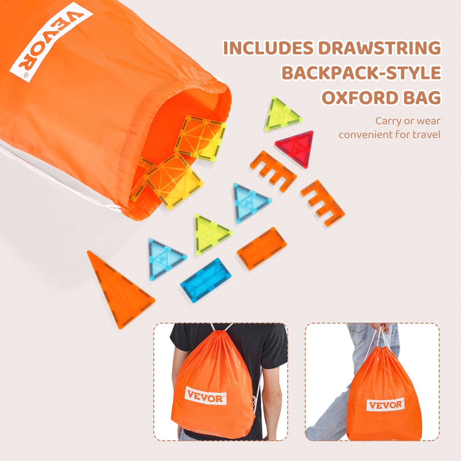 INCLUDES DRAWSTRING BACKPACK-STYLE OXFORD BAG  
Carry or wear convenient for travel  

VEVOR