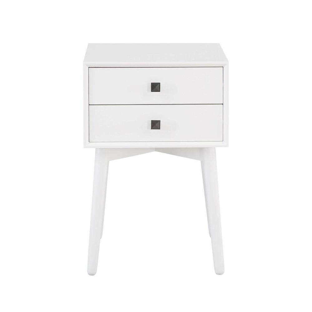 Alt View 1. Furniture of America - Alto Mid-Century Wood 2-Drawer Side Table - White.