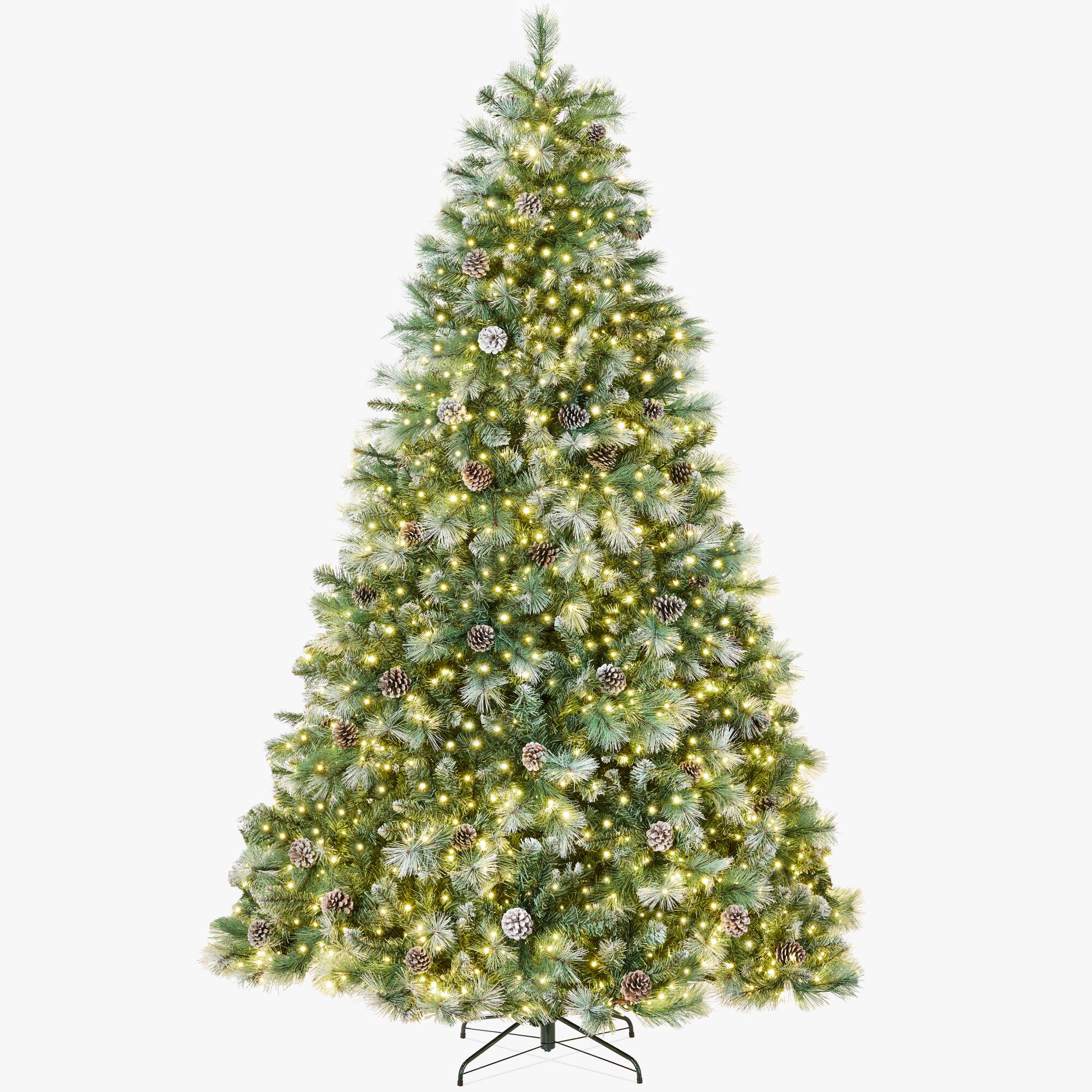 Best Choice Products - 9ft Pre-Lit Scotch Pine Christmas Tree w/ 2,020 Branch Tips, 600 2-in-1 LED Lights - Frosted