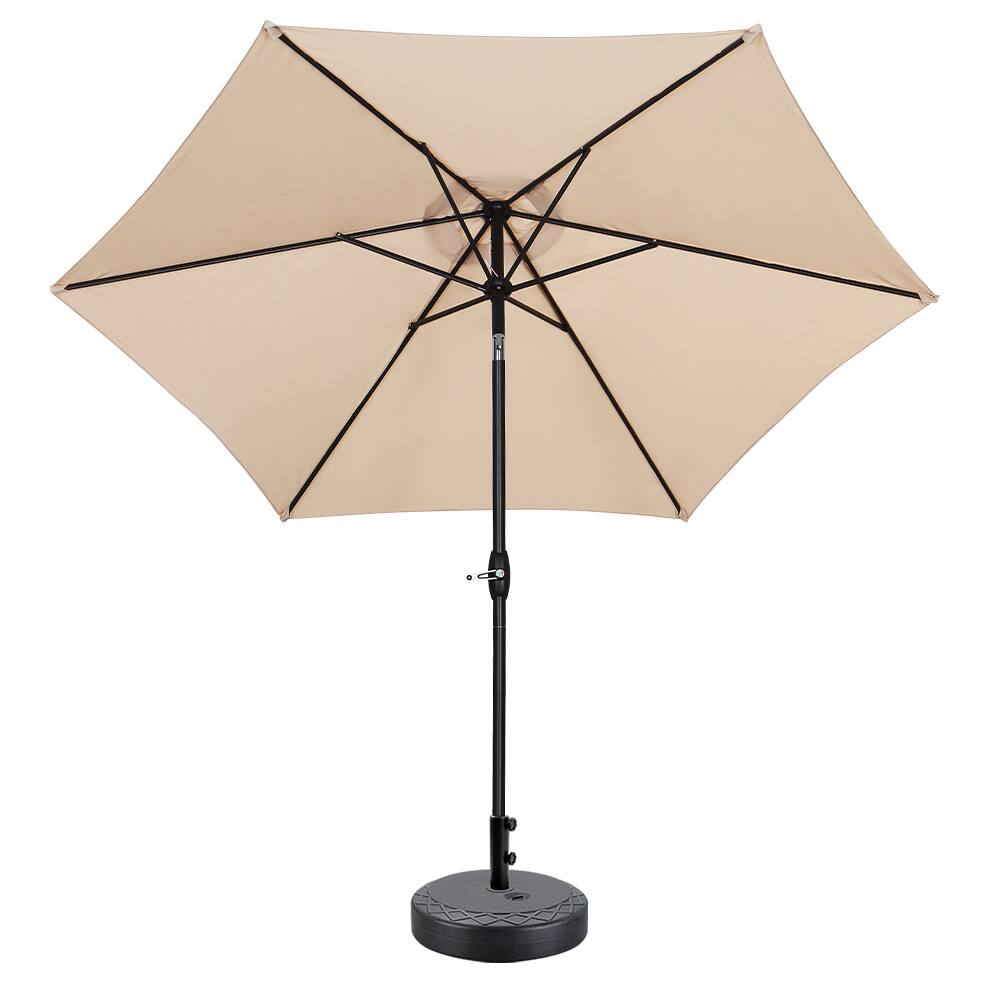 Back. Ainfox - Ainfox 9ft Patio Umbrella With Argyle umbrella base - Khaki.