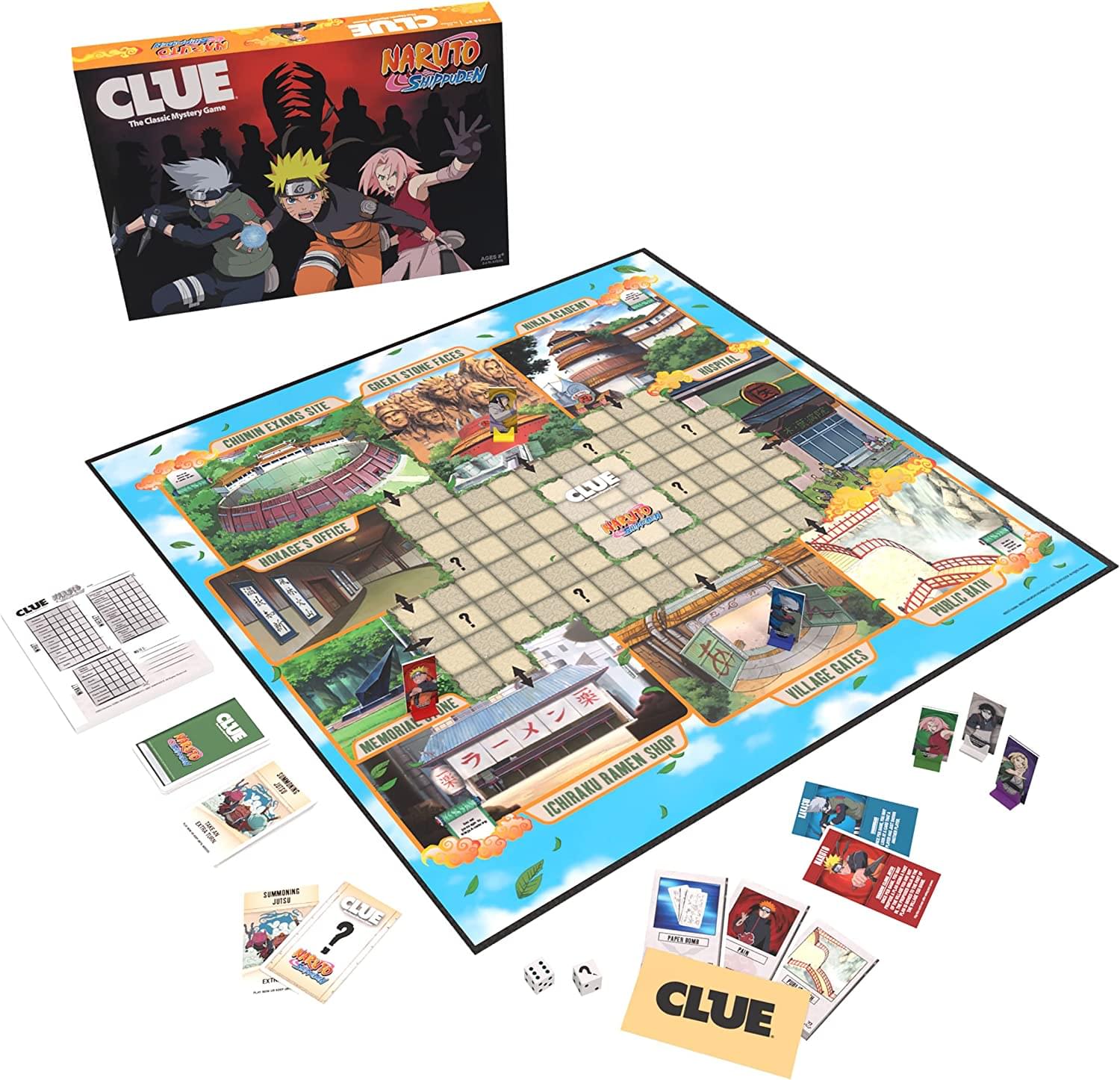 5S 3 CLUE The Casals Mystery Game CLUE NARUTO CSuPRDN CLUE WT ACADEMI MOJA FACES ROSPITAL STONE GREAT 312 EXAME ? CHUMIN ? S CLUE ? OFFICE B HOKAGES ? I ?  ? ONE   CLUE MEMORIA -  F SHOP 1 RAMEN ICHIRAKU I AGE GATES VILL aboe ip BATH PUBLIC CIER aE ? MARO T - n CLUE