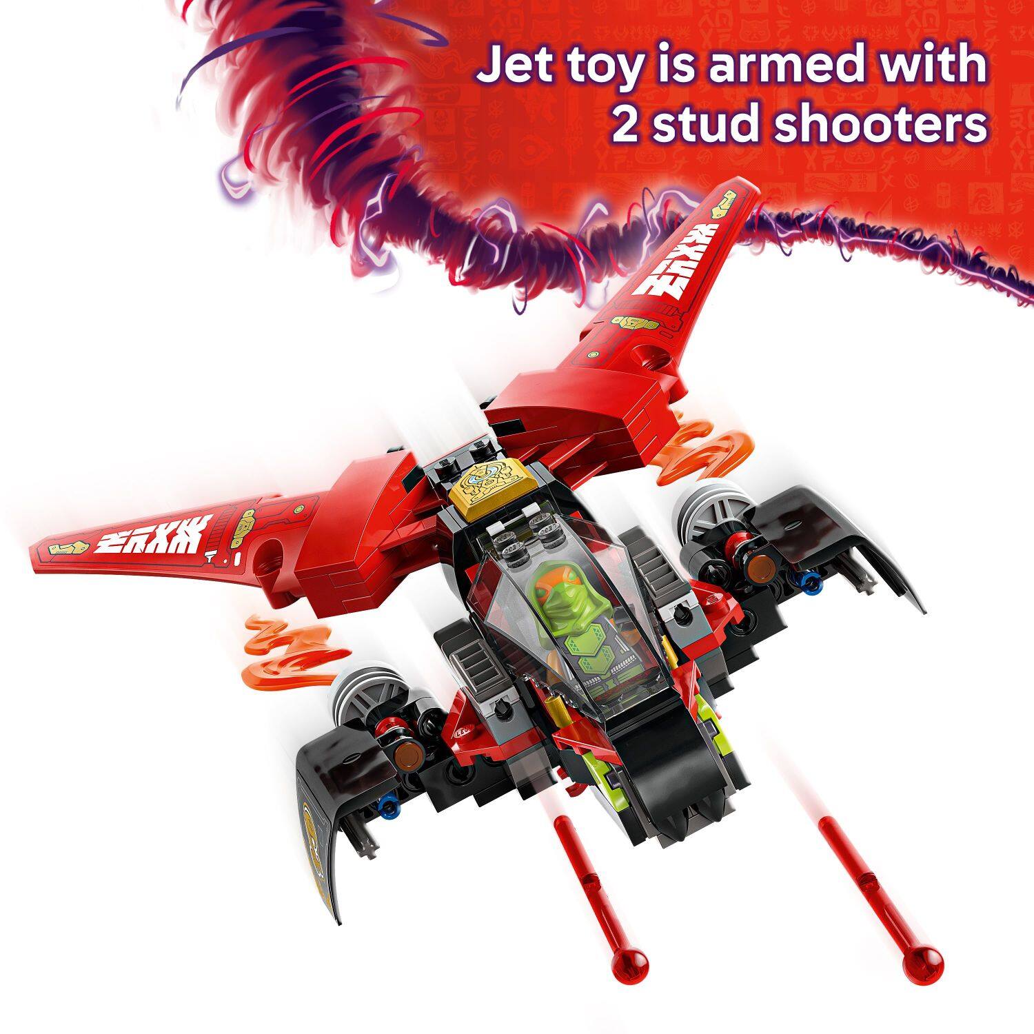 Jet toy is armed with 2 stud shooters 5 m G I afiia O S FANVESTY . B