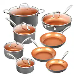 Gotham Steel - Pro Hard Anodized 13 Piece Nonstick Cookware Set - Copper