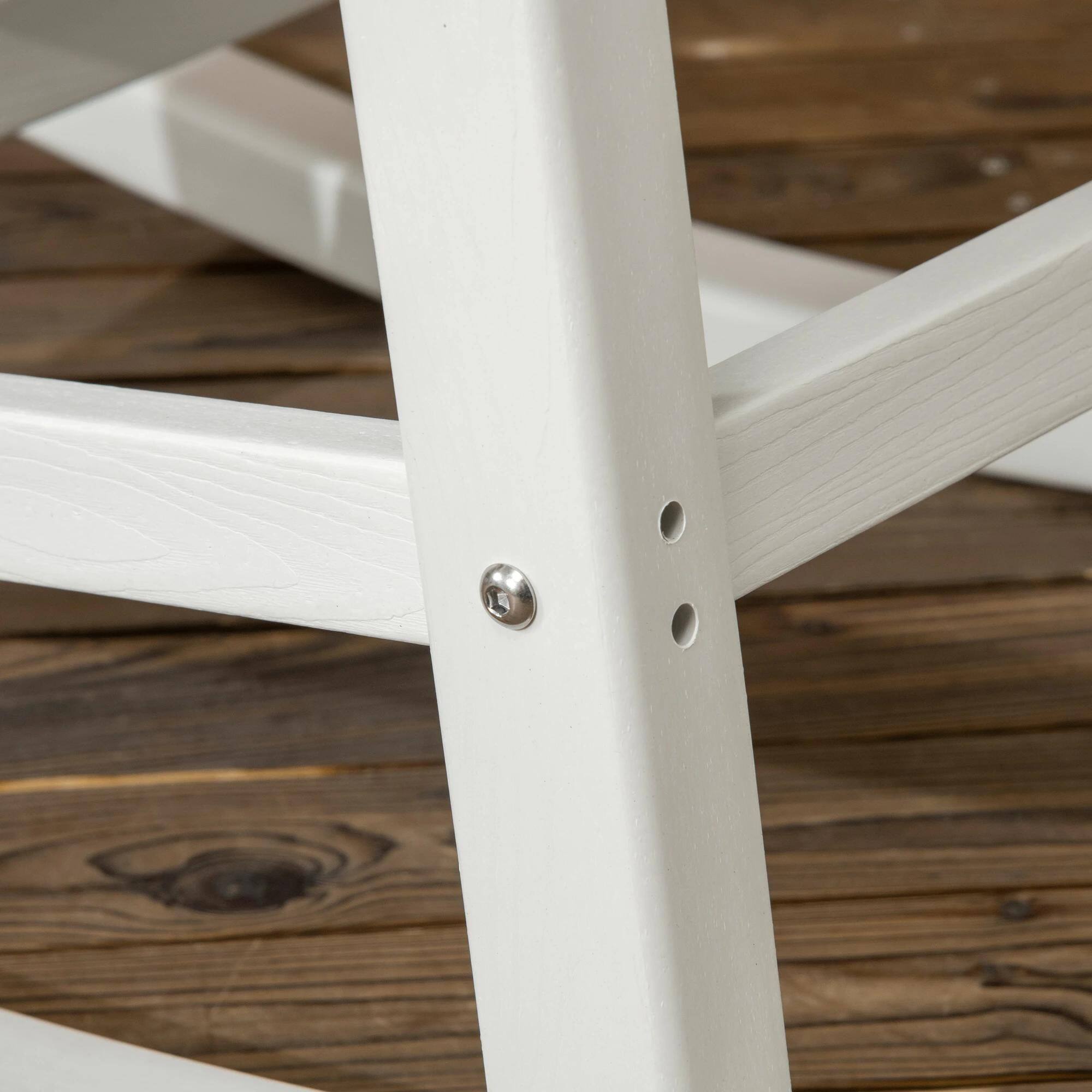 Back. Resenkos - Resenkos Outdoor Rocking Seat, Weatherproof HDPE Patio Chairs, Rustic High-Back, Armrests, Oversized, White - White.