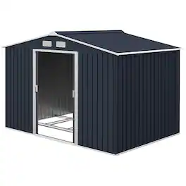 Outsunny - x 6' Outdoor Storage Shed, Garden Tool Metal Shed with Foundation Kit - Dark Gray