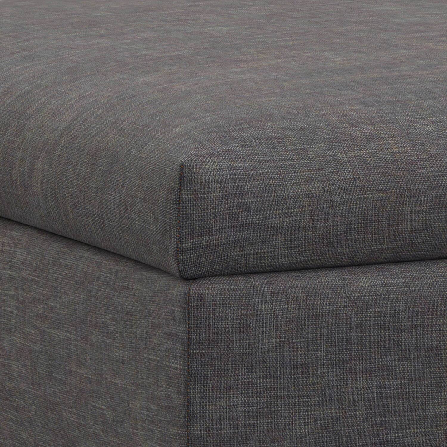 Alt View 5. Simpli Home - Rebecca 36 inch Mid Century Coffee Table Storage Ottoman with Lift Up Lid in Slate Grey Polyester Linen, Assembled - Slate Grey.