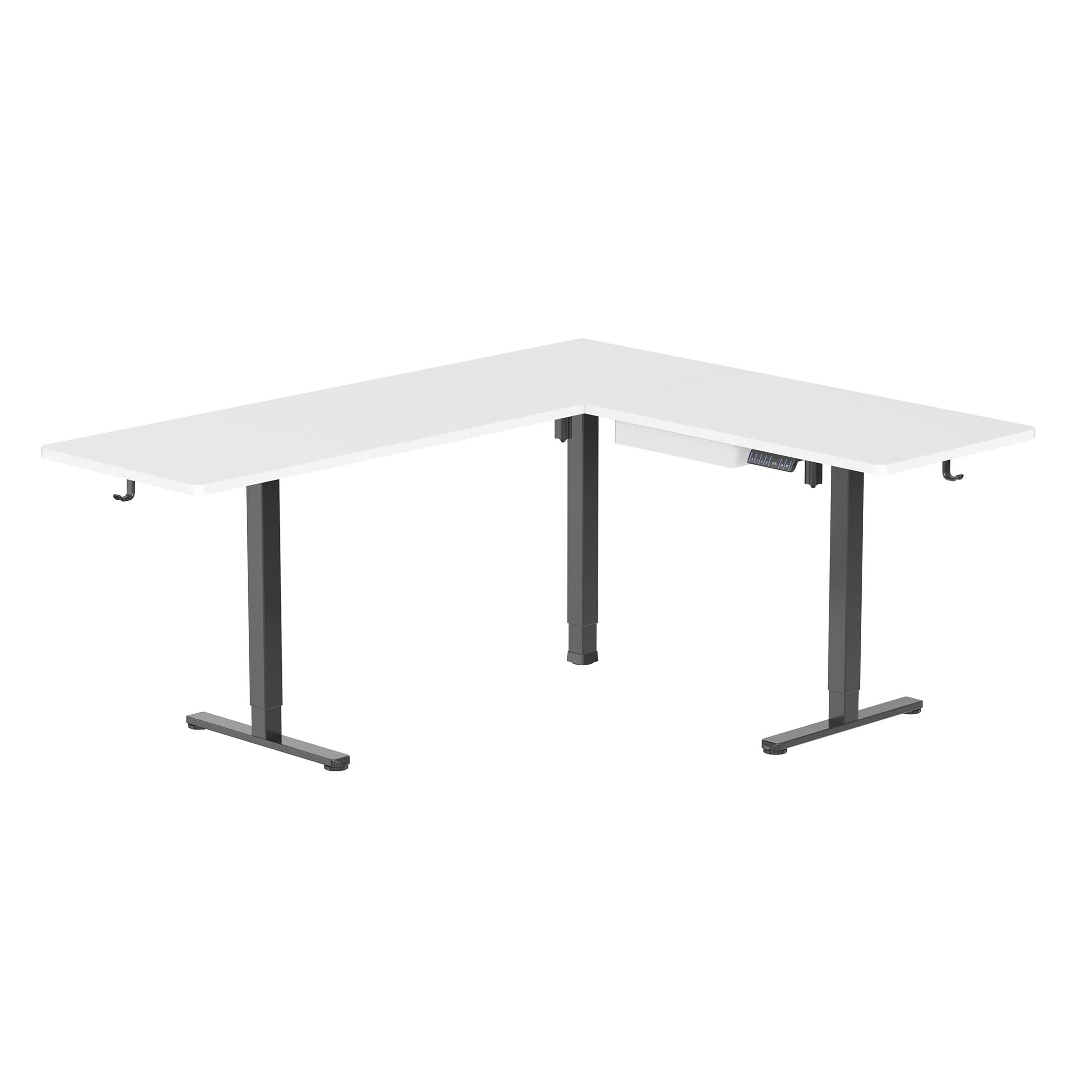 Alt View 5. Mount-It! - XL Electric Height Adjustable Corner Standing Desk with Dual Motor and Memory Presets, Black Frame and White Tabletop - White.