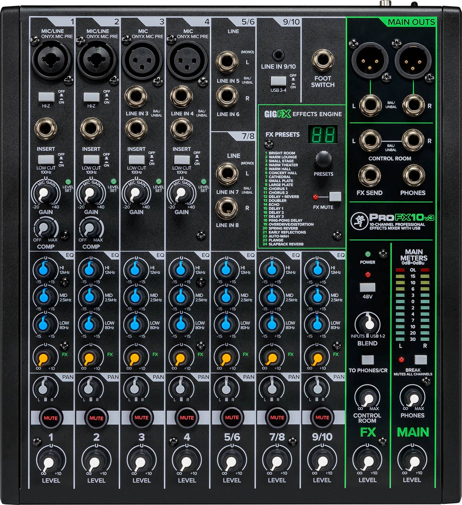 Front. Mackie - ProFX10v3 Professional Effects Mixer with USB - Black.