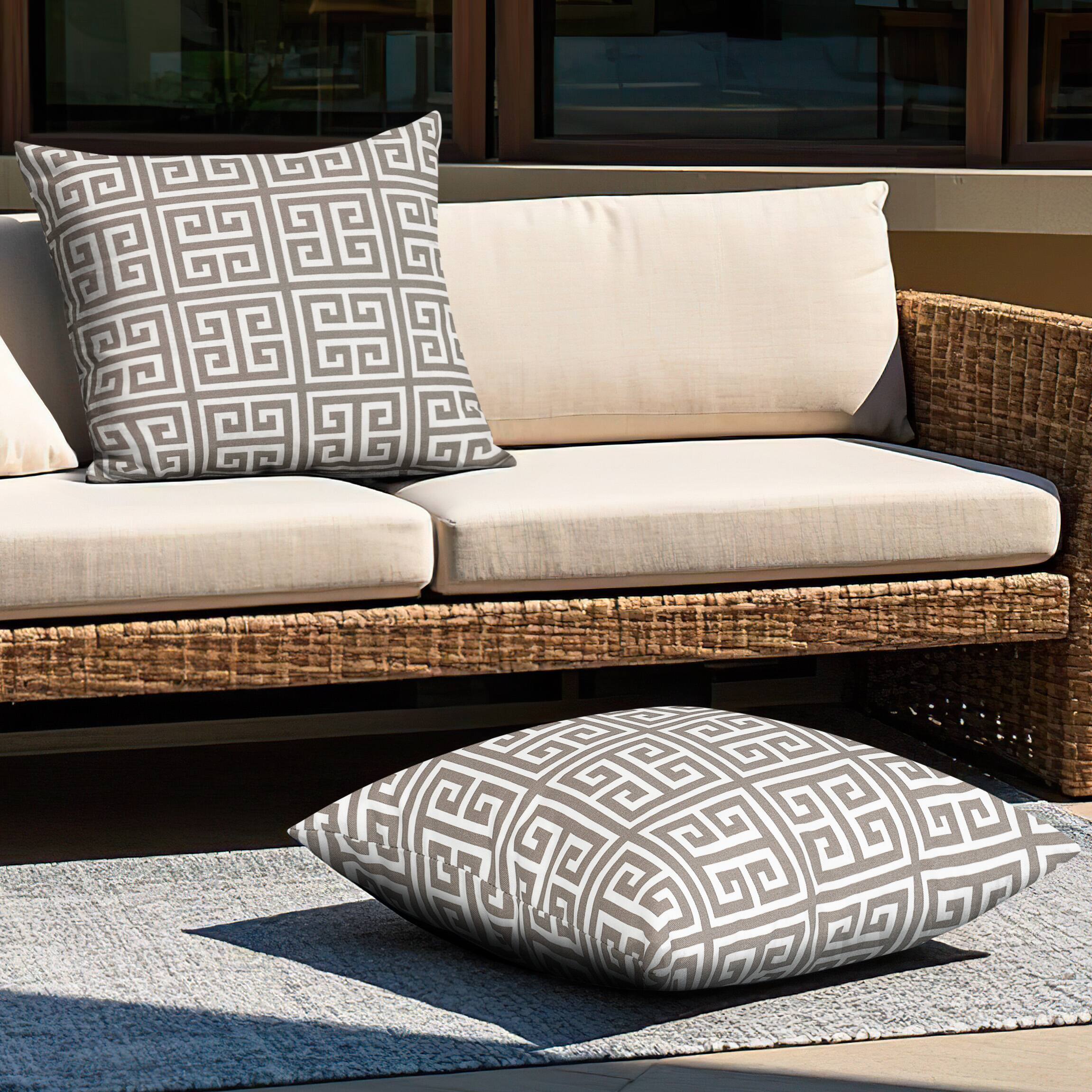 Alt View 6. Nuu Garden - Outdoor Patio Water-Resistant Throw Pillows Set of 2 - Meander Pattern.