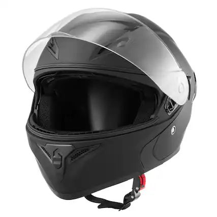 Front. HTUTWOO - Modular Motorcycle Helmet - Adult Dirt Bike Helmet with Clear Visor, DOT Approved, Detachable Liner, Matte Black, Size L - Black.