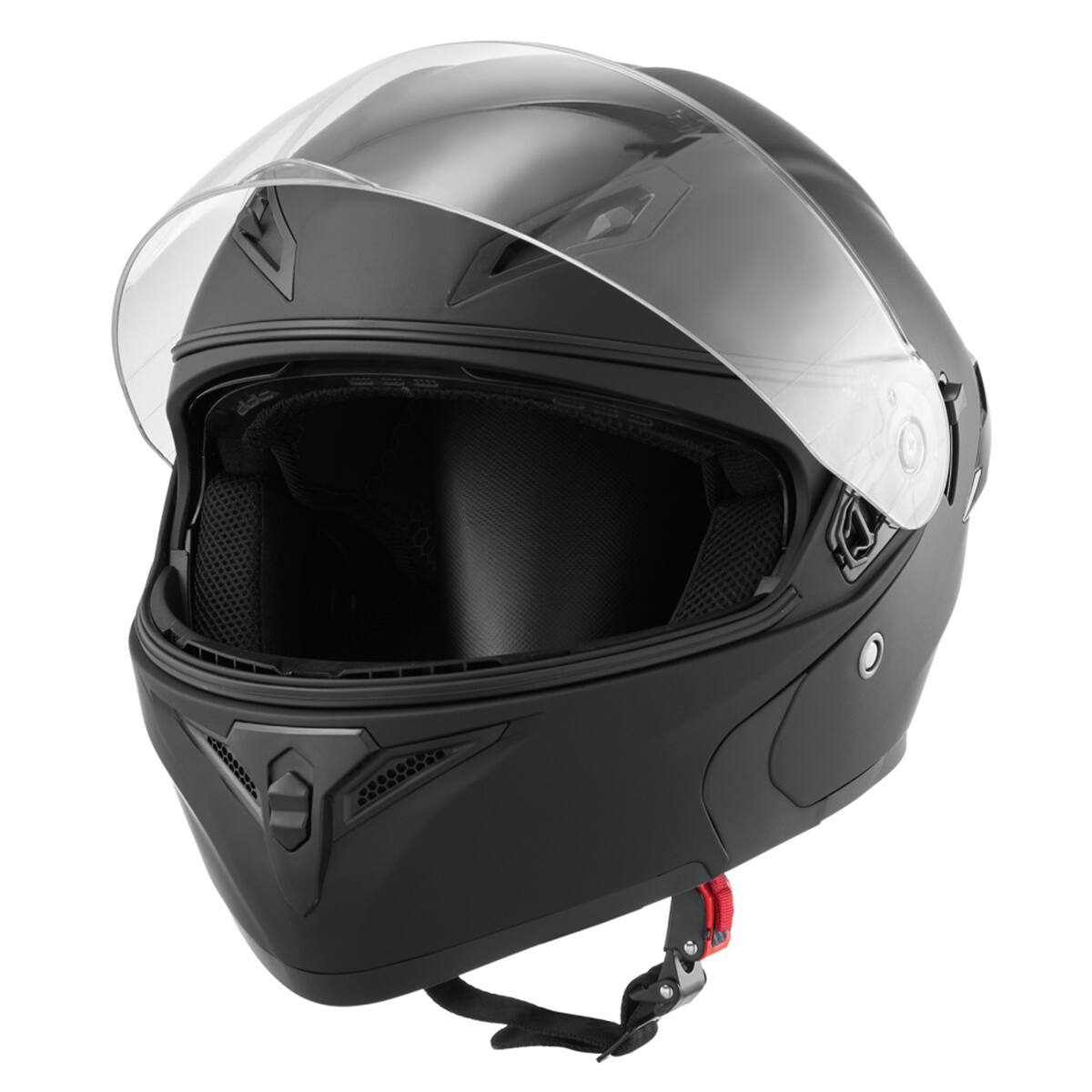 Front. HTUTWOO - Modular Motorcycle Helmet - Adult Dirt Bike Helmet with Clear Visor, DOT Approved, Detachable Liner, Matte Black, Size L - Black.