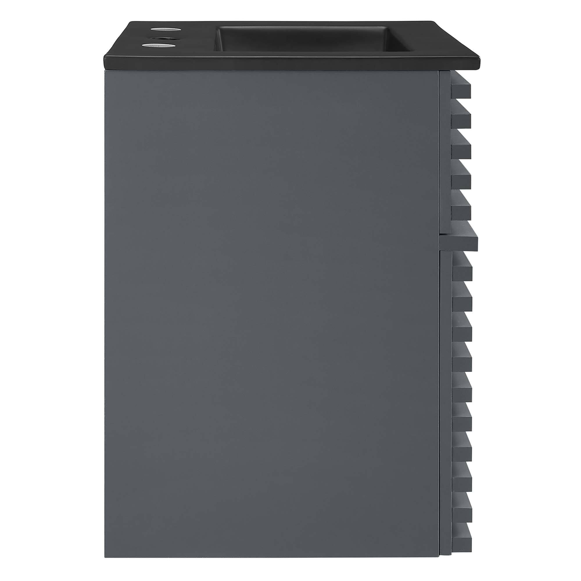 Alt View 1. Modway - Render Wall-Mount Bathroom Vanity with Black Basin Included - Gray Black.