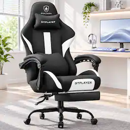 GTPlayer - Gaming Chair Breathable Fabric Ergonomic Computer Desk Chair - AWhite
