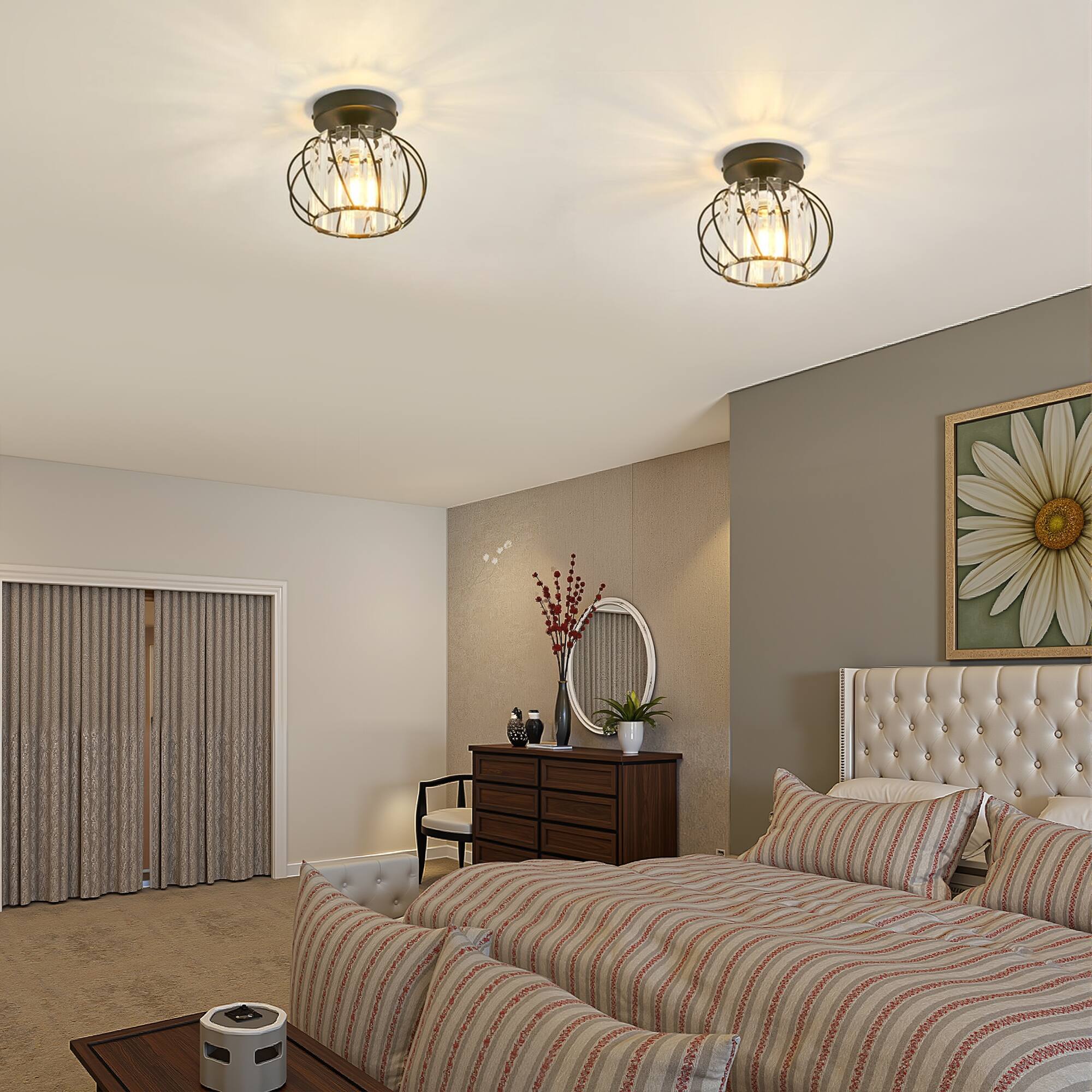 Alt View 1. Jandcase - JANDCASE 1-Light Black Semi-Flush Mount Ceiling Light, E26 Socket, Non-Integrated Bulbs, Modern Design, for Hallway - Black.