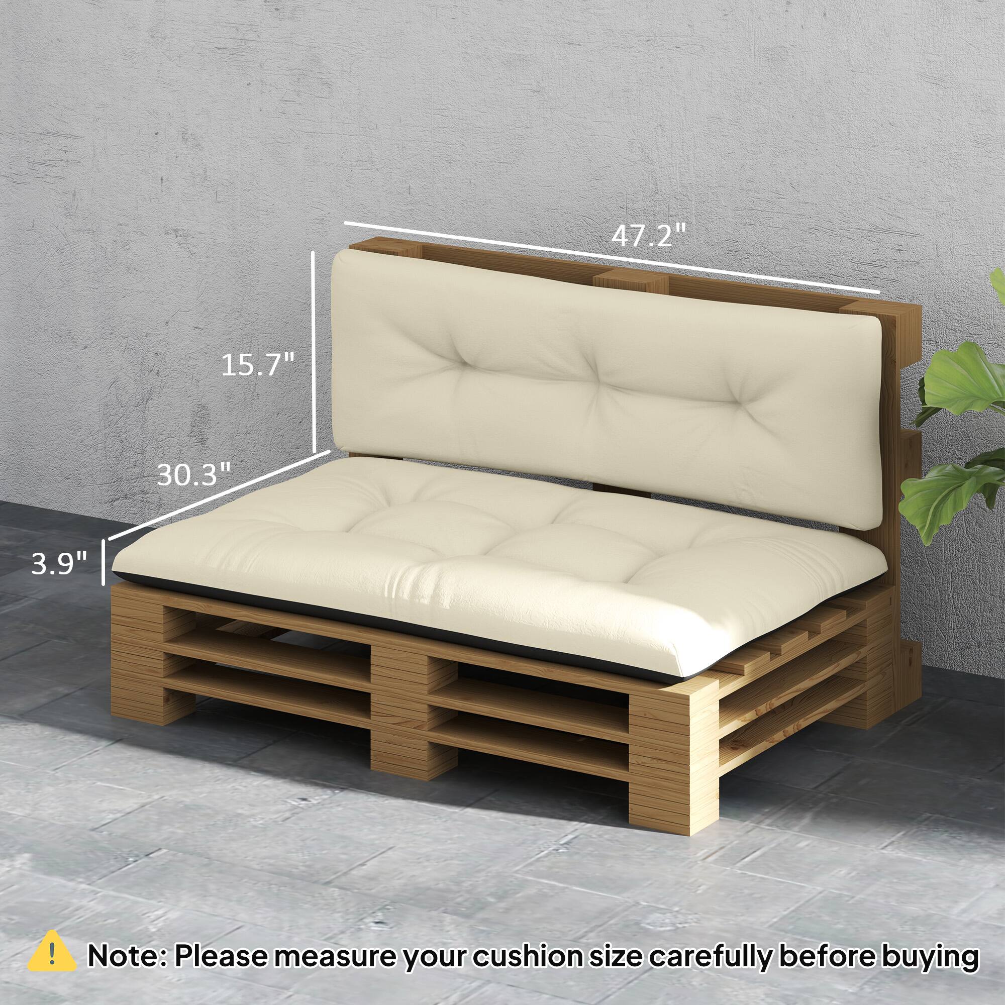 47.2" 15.7" 30.3" 3.9" ! Note: Please measure your cushion size carefully before buying