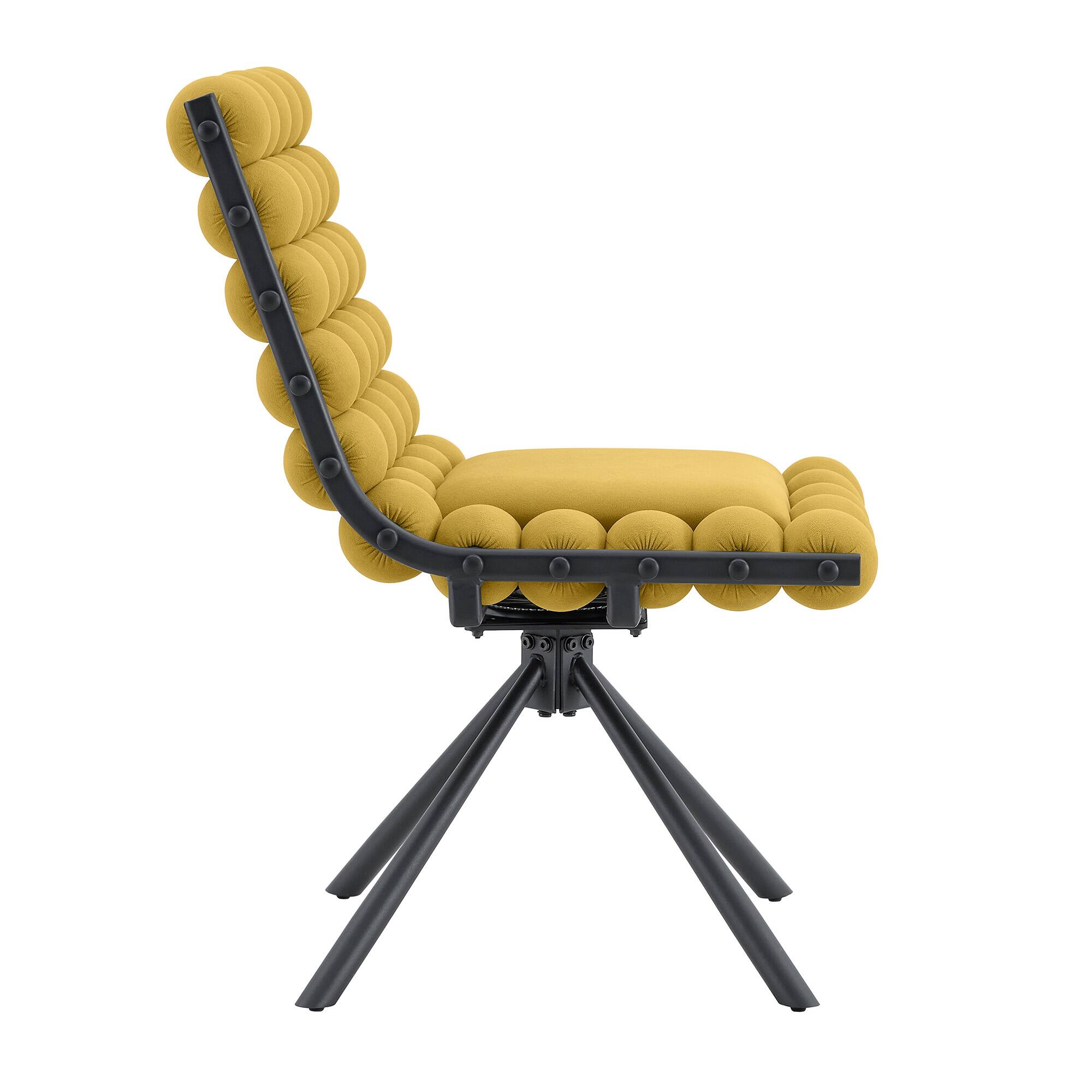 Alt View 7. Loheer - Loheer Bubble Dining Chairs Set of 2, Yellow Velvet Dining Chairs for Kitchen Dining Room, Black Legs, 1.63 ft - Black,Yellow.