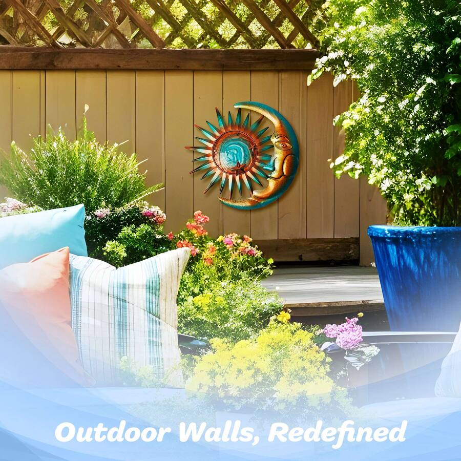 Texture Tile Rusted Metal G128 Sun and Moon Metal Wall Art 12x12 Sun & 12x8 Moon Indoor Outdoor ...