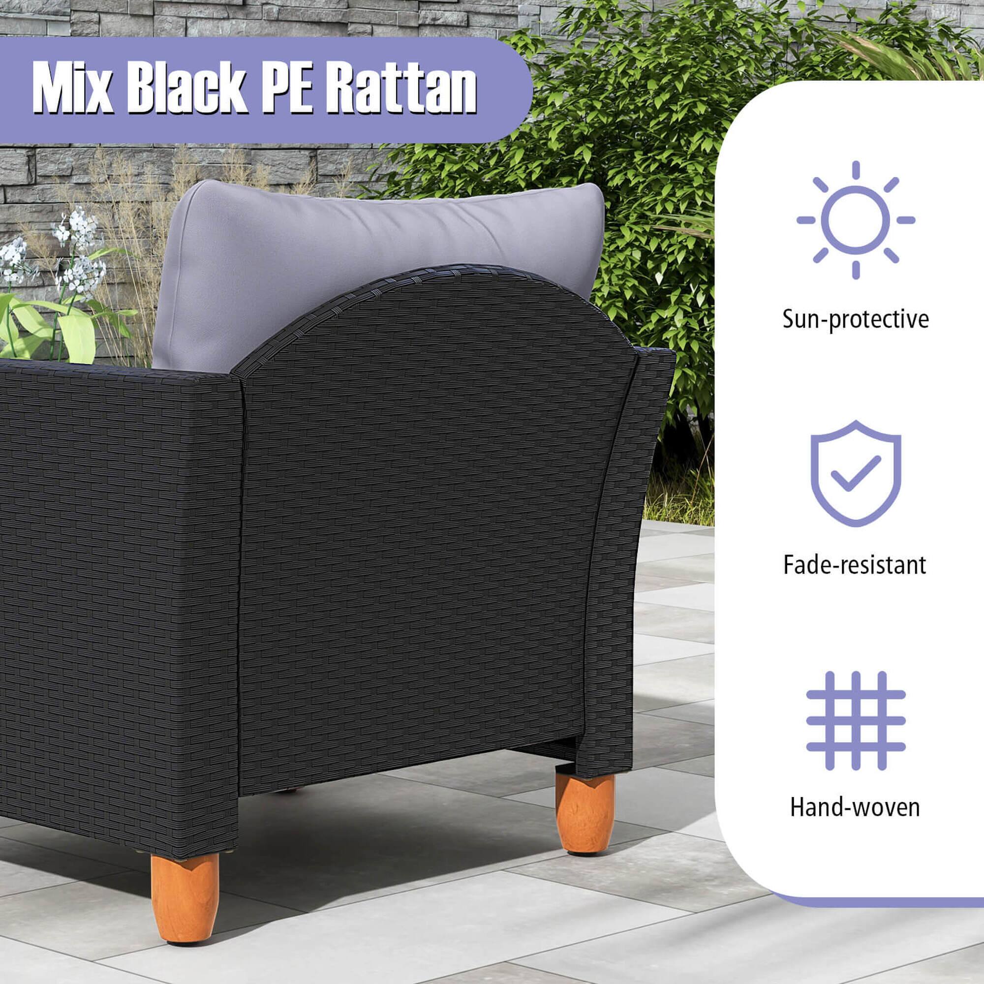 Mix Black PE Rattan, Sun-protective, Fade-resistant, Hand-woven