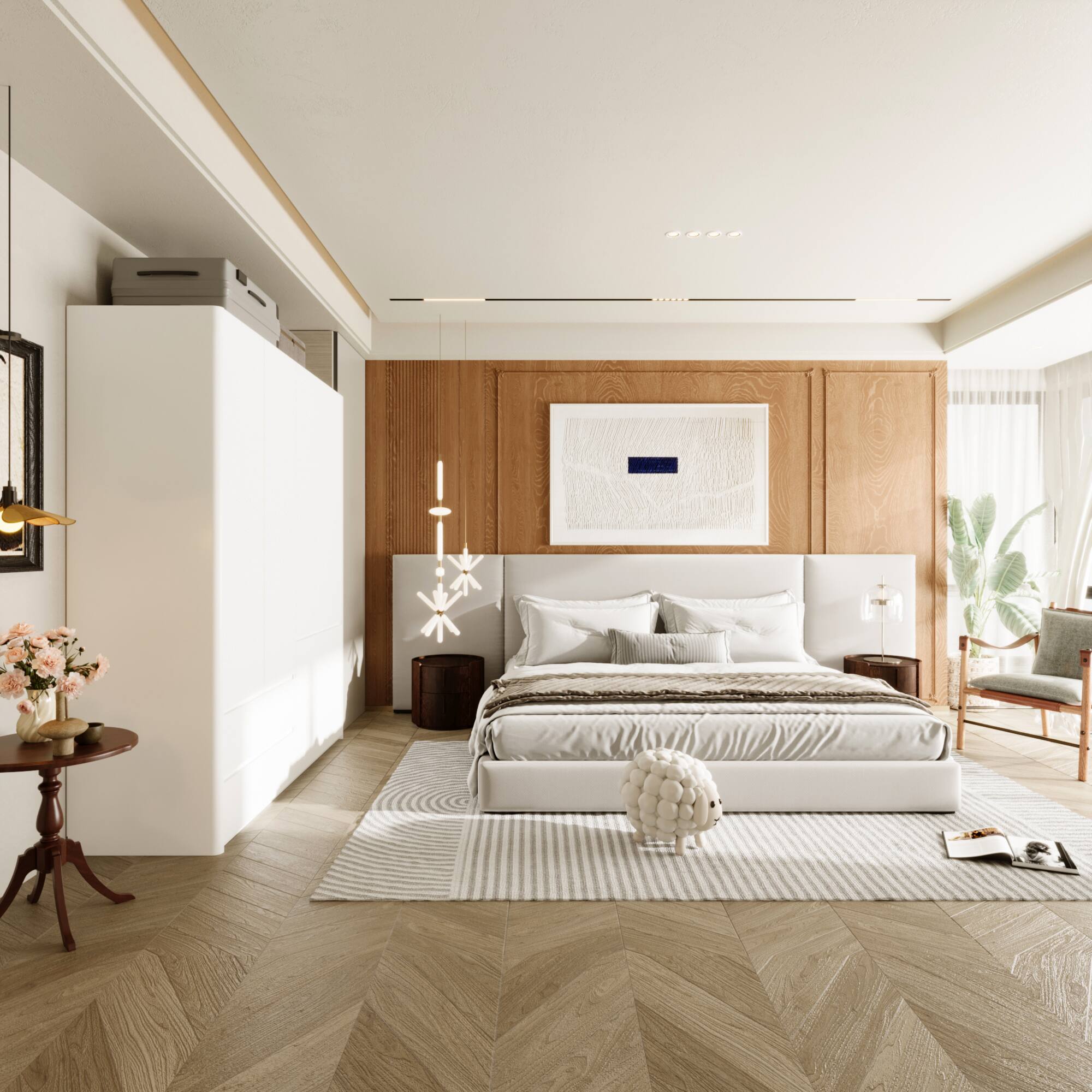 Alt View 9. FUFU & GAGA - Luxury Nordic Wardrobe Closet, Modern Large Storage Cabinet with Hanging Rods, Drawers, Shelves & Safety Features - White.