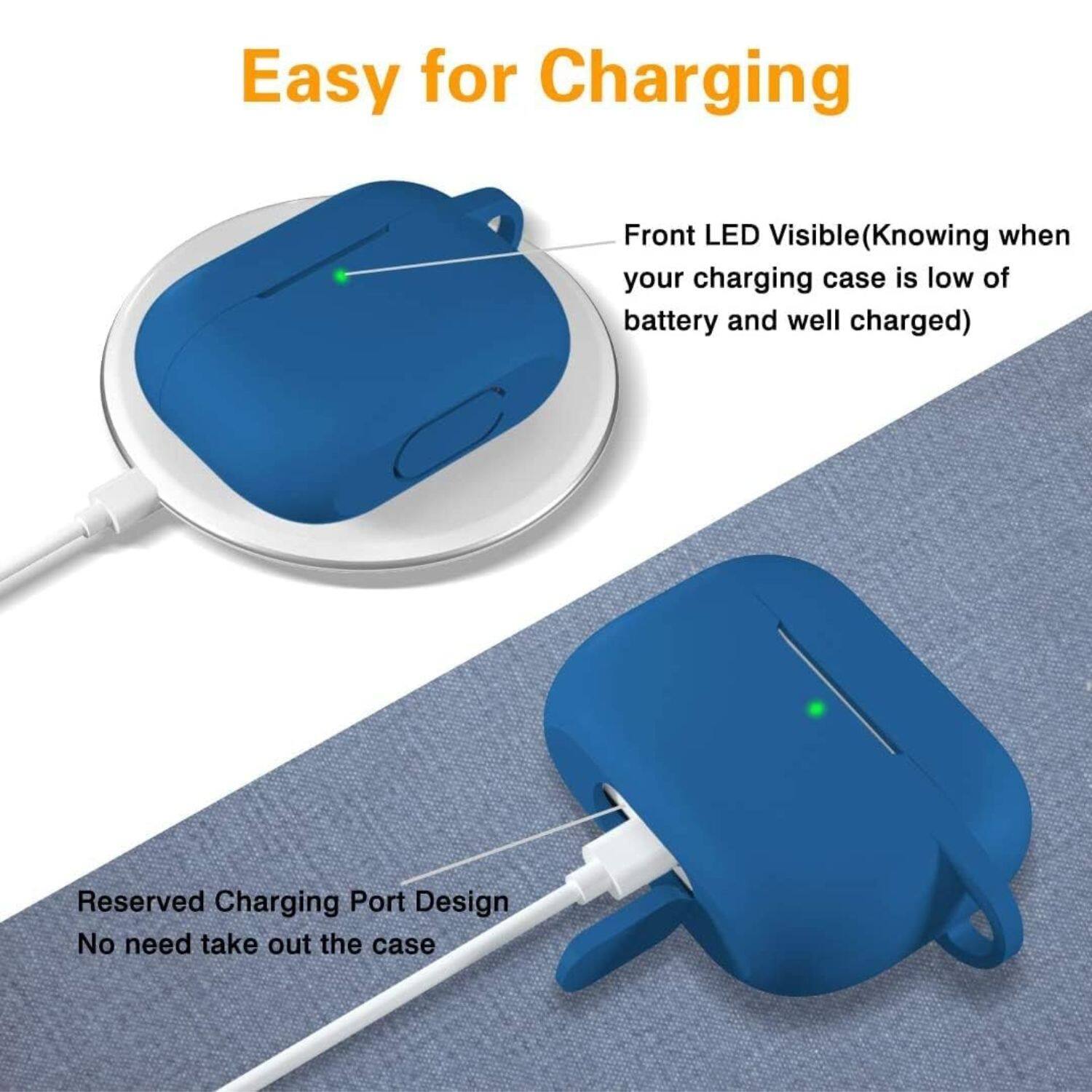 Easy for Charging

Front LED Visible (Knowing when your charging case is low of battery and well charged)

Reserved Charging Port Design
No need take out the case