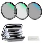 Front. Neewer - 67mm 3-in-1 Lens Filter Kit with Case - UV, CPL & ND4 Multi-Coated Filters for Camera Lenses - Black.