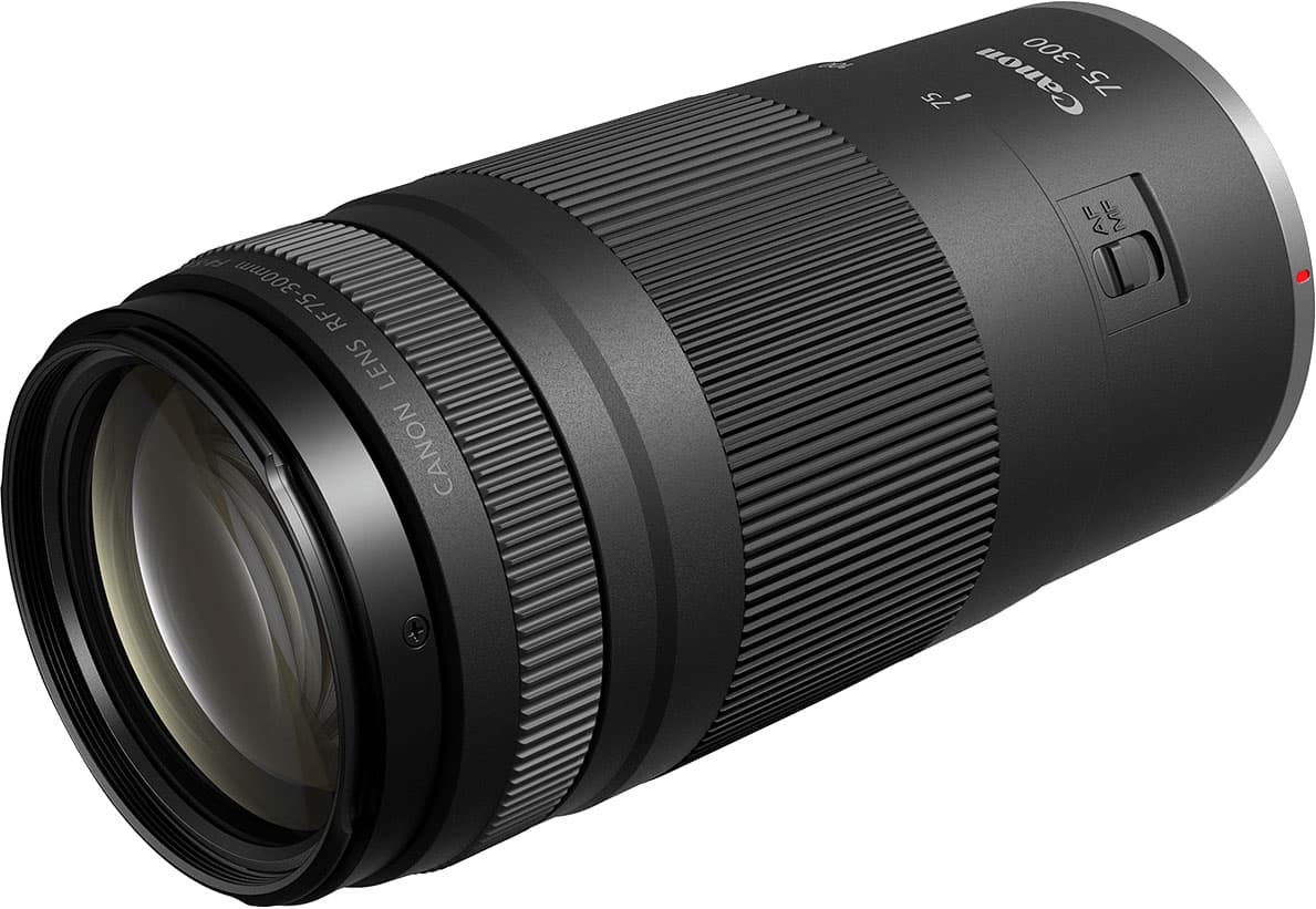 Canon - RF75-300mm F4-5.6mm Telephoto Zoom Lens for EOS R-Series Cameras - Black - Front_Zoom