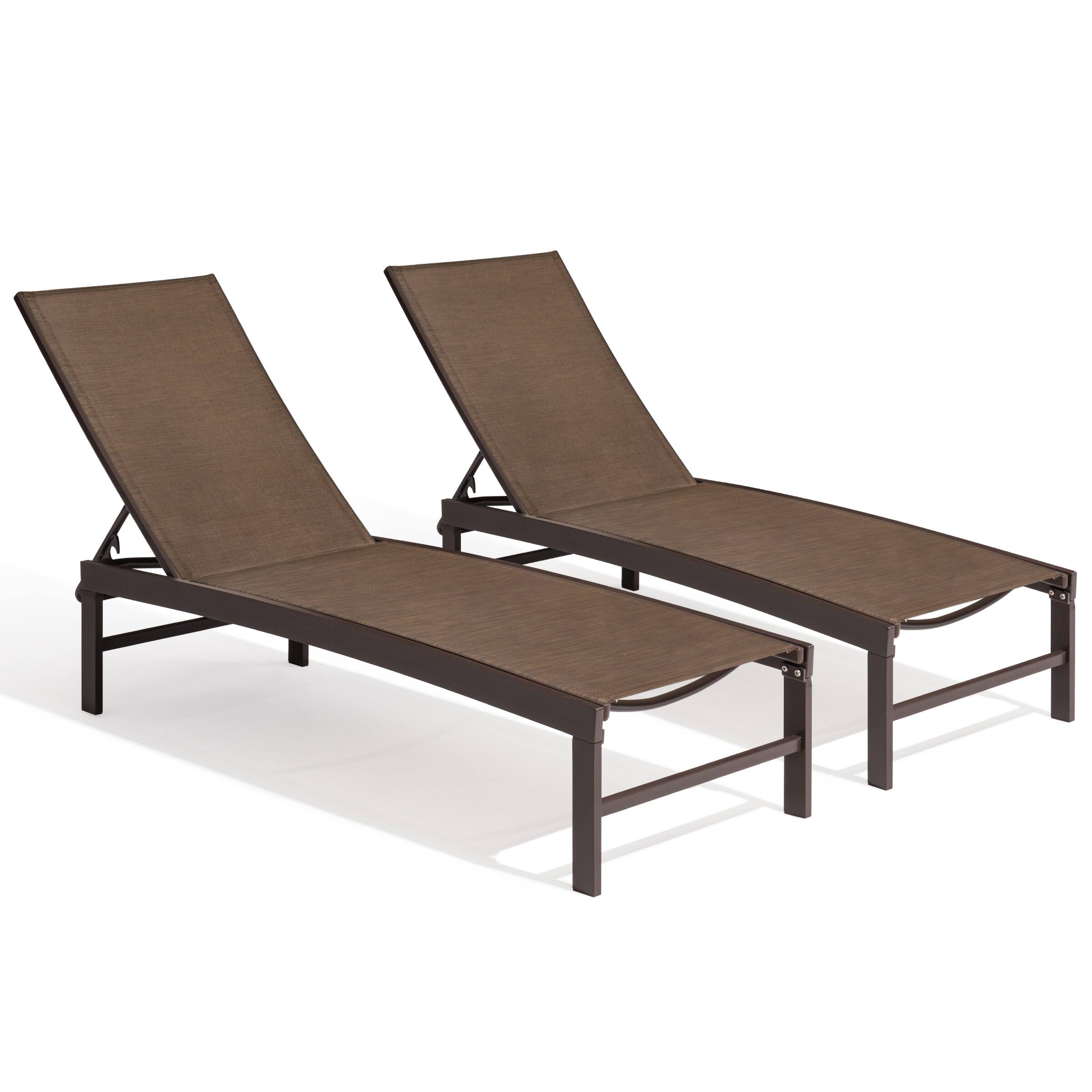 Angle. Crestlive Products - Crestlive Products Outdoor Adjustable Aluminum Chaise Lounge Chairs (Set of 2) for Patio Pool Terrace - Brown.
