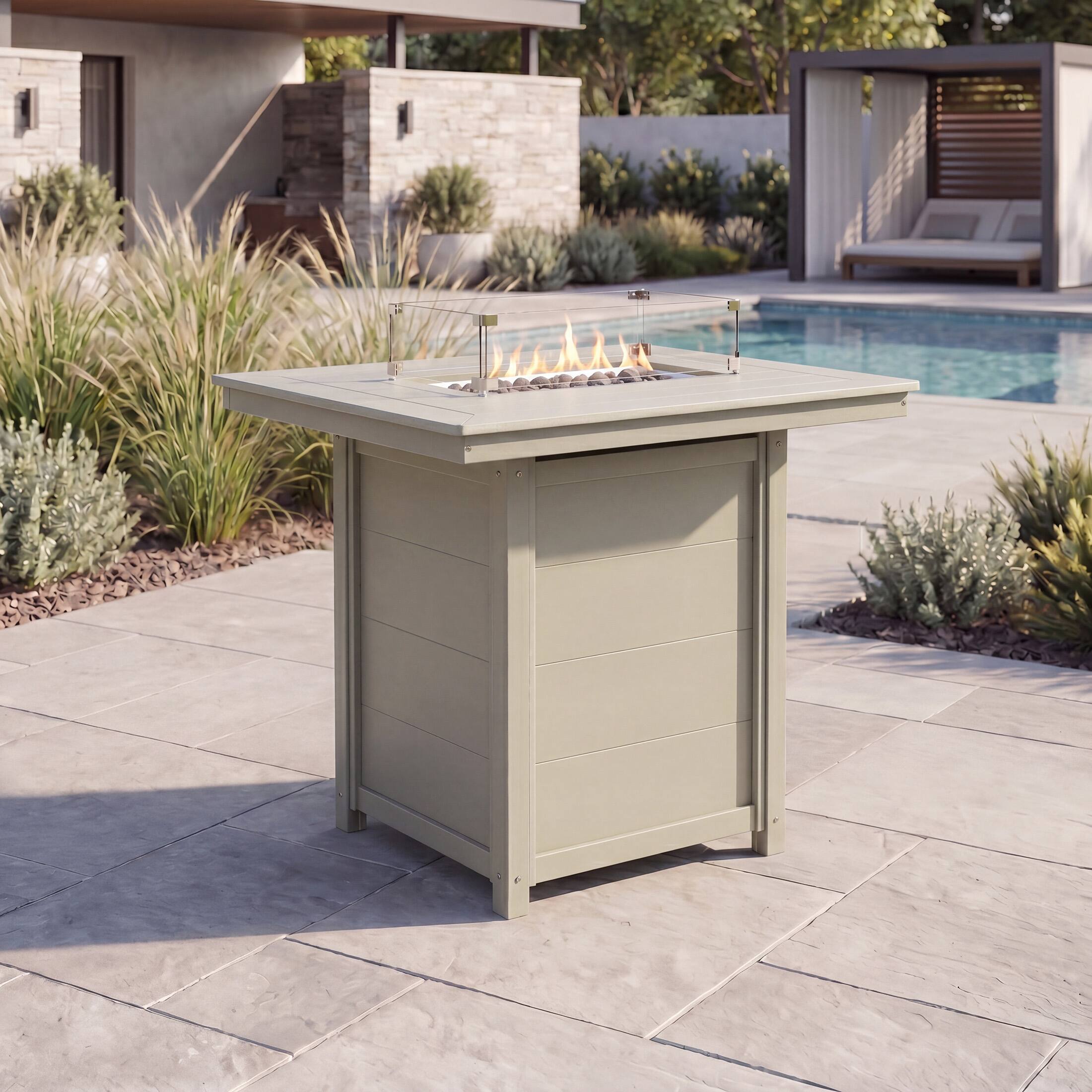 Angle. WestinTrends - WestinTrends Helios 46" Modern Outdoor Patio Gas Propane Rectangle Fire Pit Table - Sand.