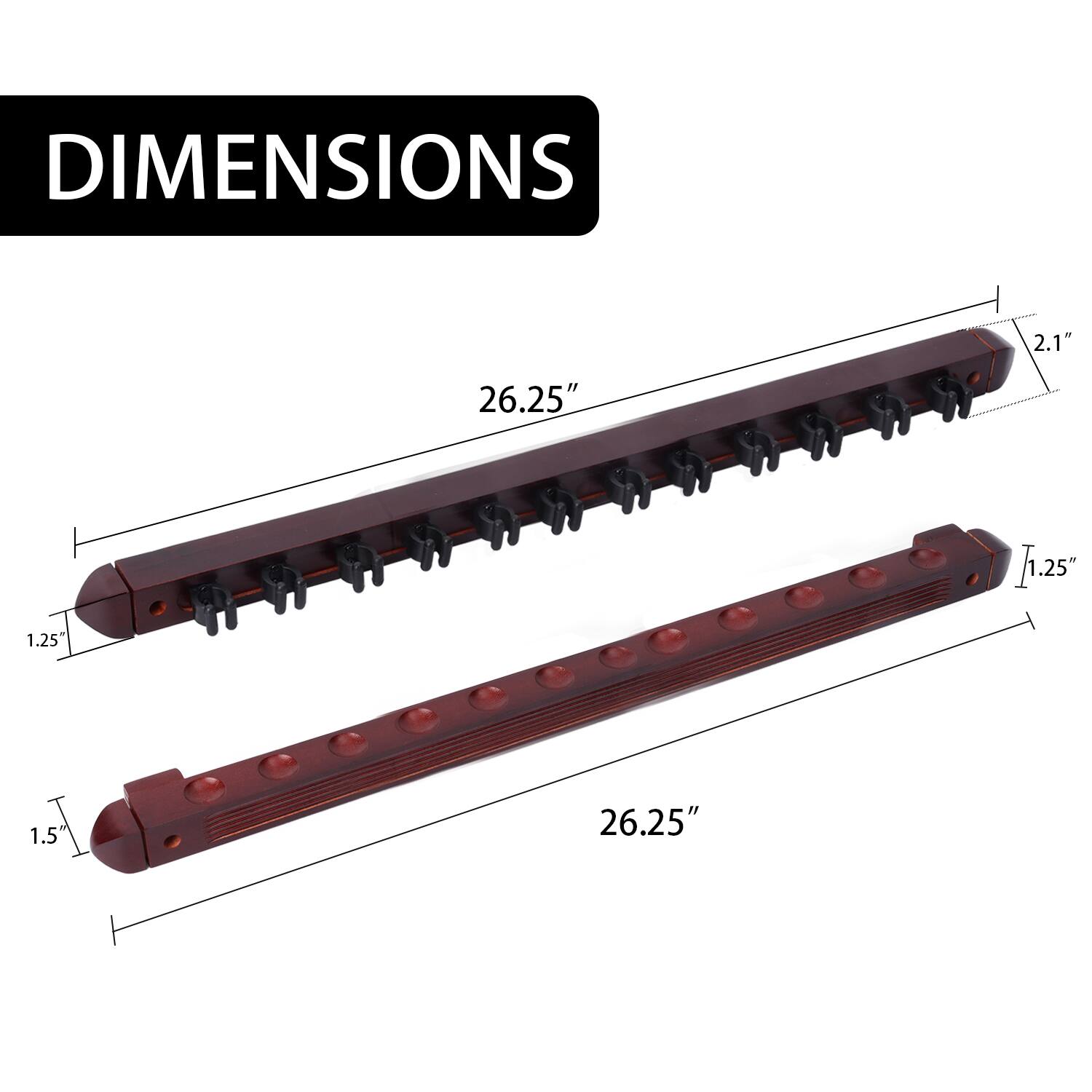 DIMENSIONS 2.1" 26.25" 1.25" 1.5" 26.25"