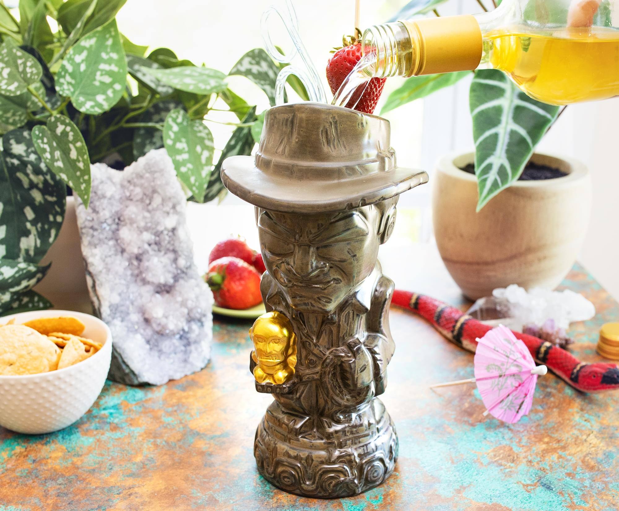 Alt View 2. ThinkGeek - Geeki Tikis Indiana Jones With Fertility Idol Ceramic Mug | Toynk Exclusive - Brown.