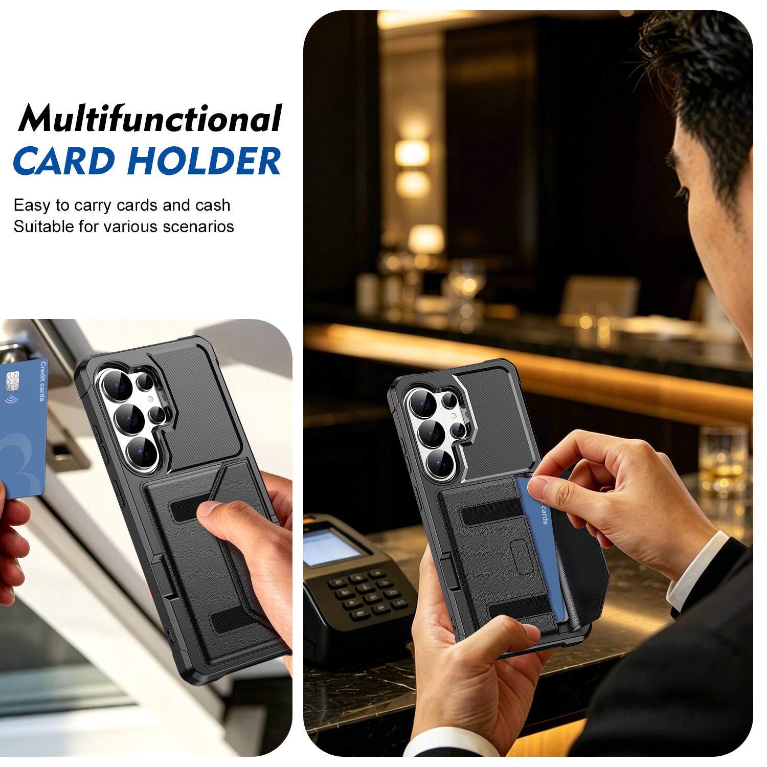 Multifunctional CARD HOLDER  
Easy to carry cards and cash  
Suitable for various scenarios
