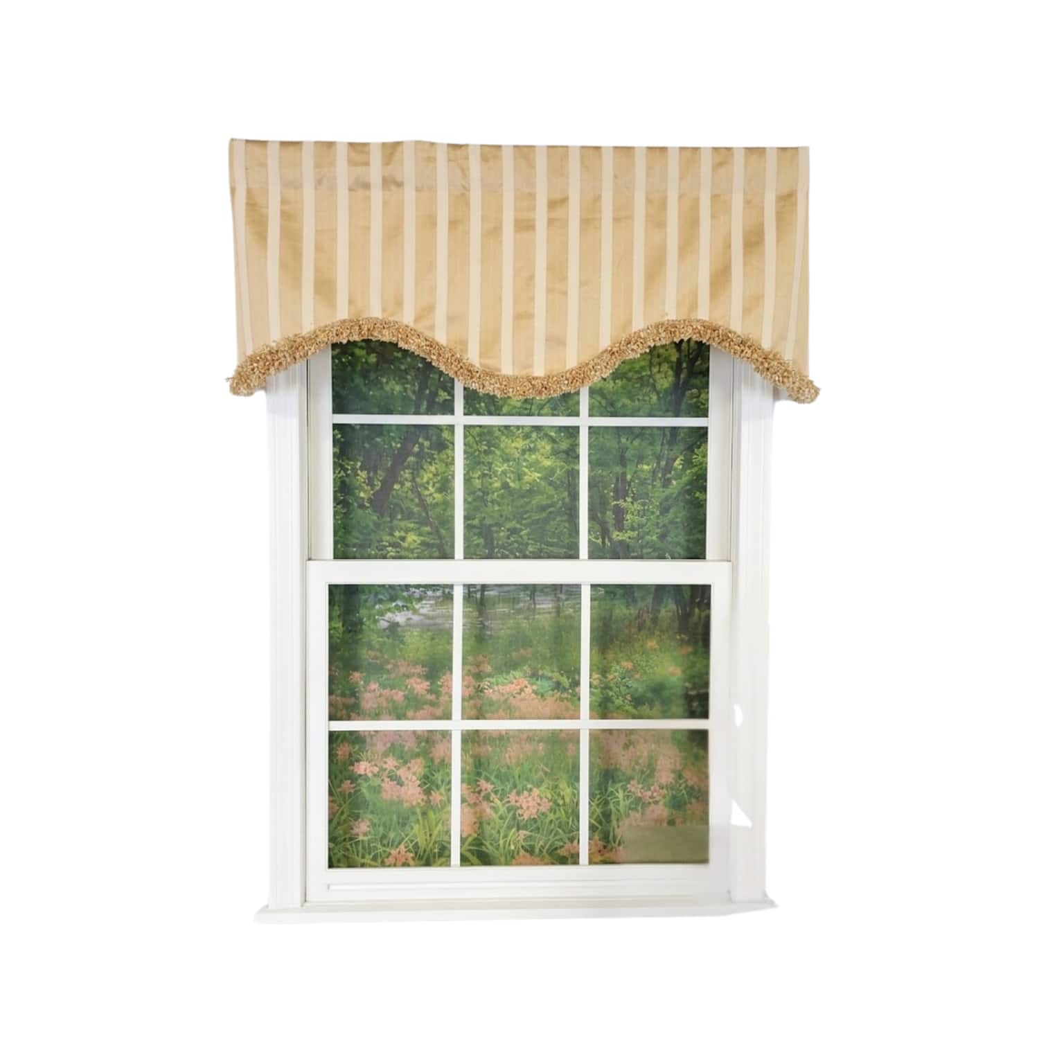 "RLF Home - Nugett Trimmed Cornice Window Valance 100% Cotton Lined Rod Pocket 50"" x 17"" - Gold" price history on PriceWatchPro