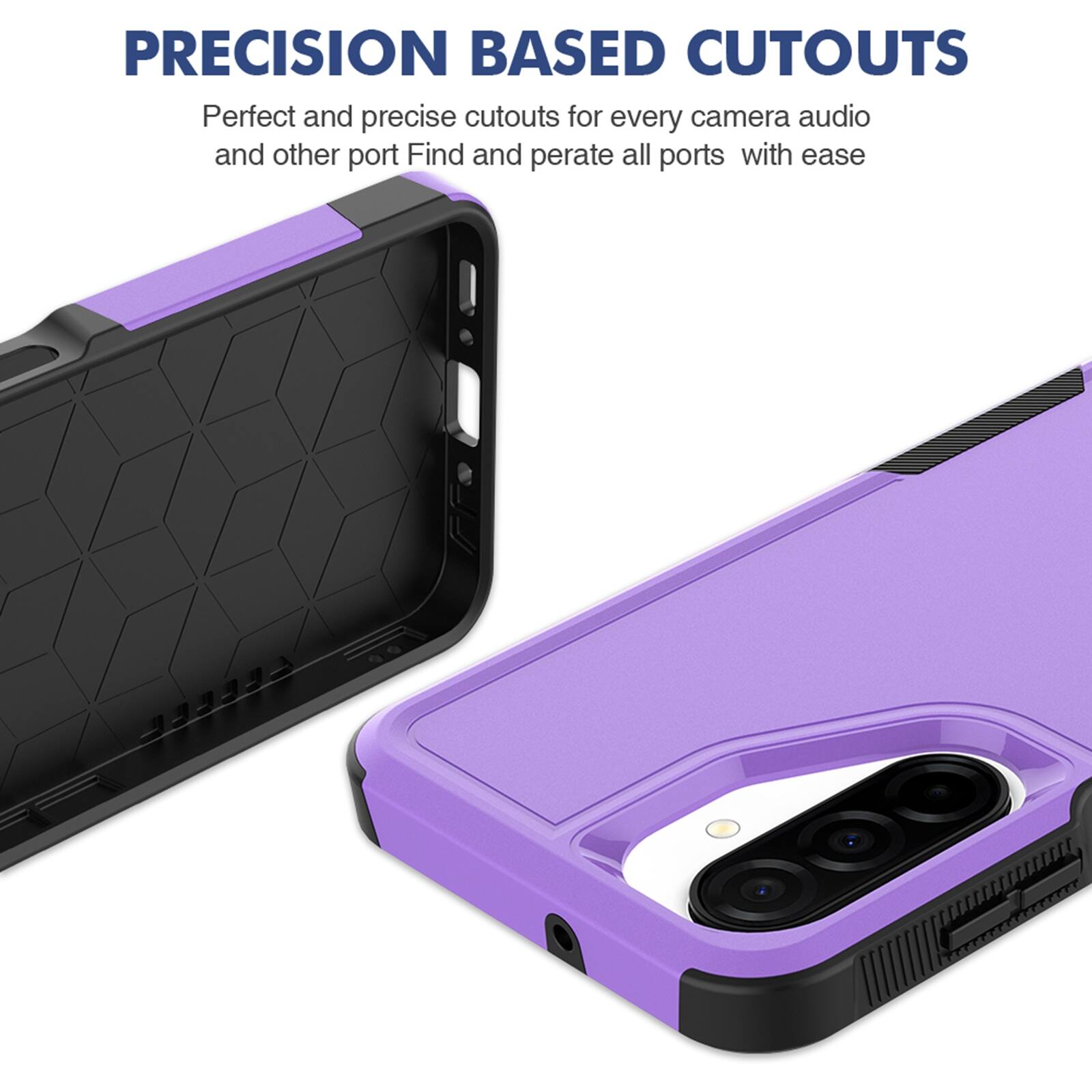 PRECISION BASED CUTOUTS  
Perfect and precise cutouts for every camera, audio, and other port. Find and operate all ports with ease.