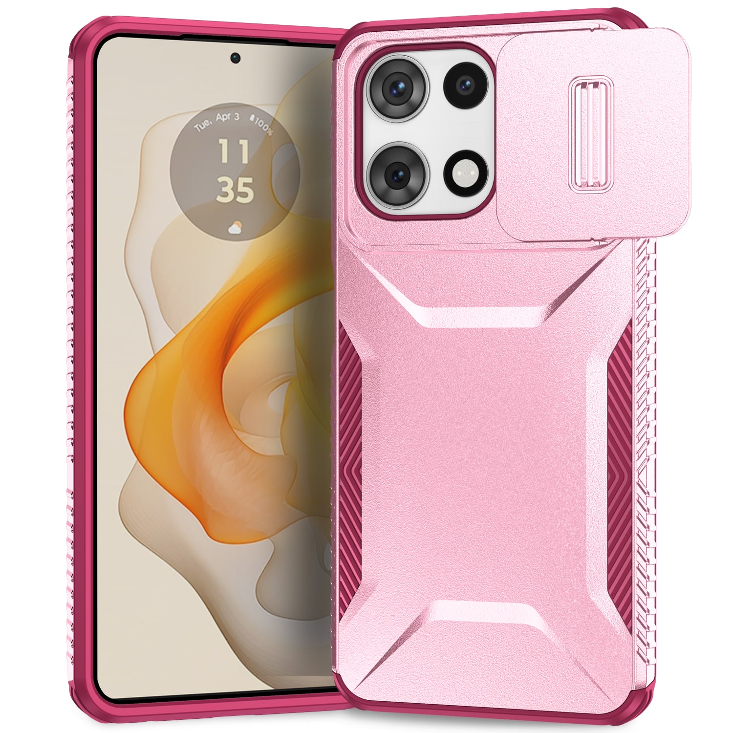 UUCOVER - For Motorola Moto G 5G 2025/2026 Dual Layer Case with Sliding Camera Lens Cover, Shockproof Drop Protection Phone Shell - Pink price history on PriceWatchPro
