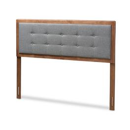 Baxton Studio - Sarine Mid-Century Modern Fabric Upholstered Finished Wood Full Size Headboard - Dark Gray/Walnut
