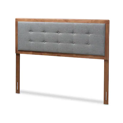 Front. Baxton Studio - Sarine Mid-Century Modern Fabric Upholstered Finished Wood Full Size Headboard - Dark Gray/Walnut.