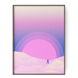 HOMLUX - 1 Piece Framed Desert Canvas Wall Art Surreal Landscape Wall Decor Sunset Sun Decorative Canvas Print 24 in. x 18 in - Multi-Colored