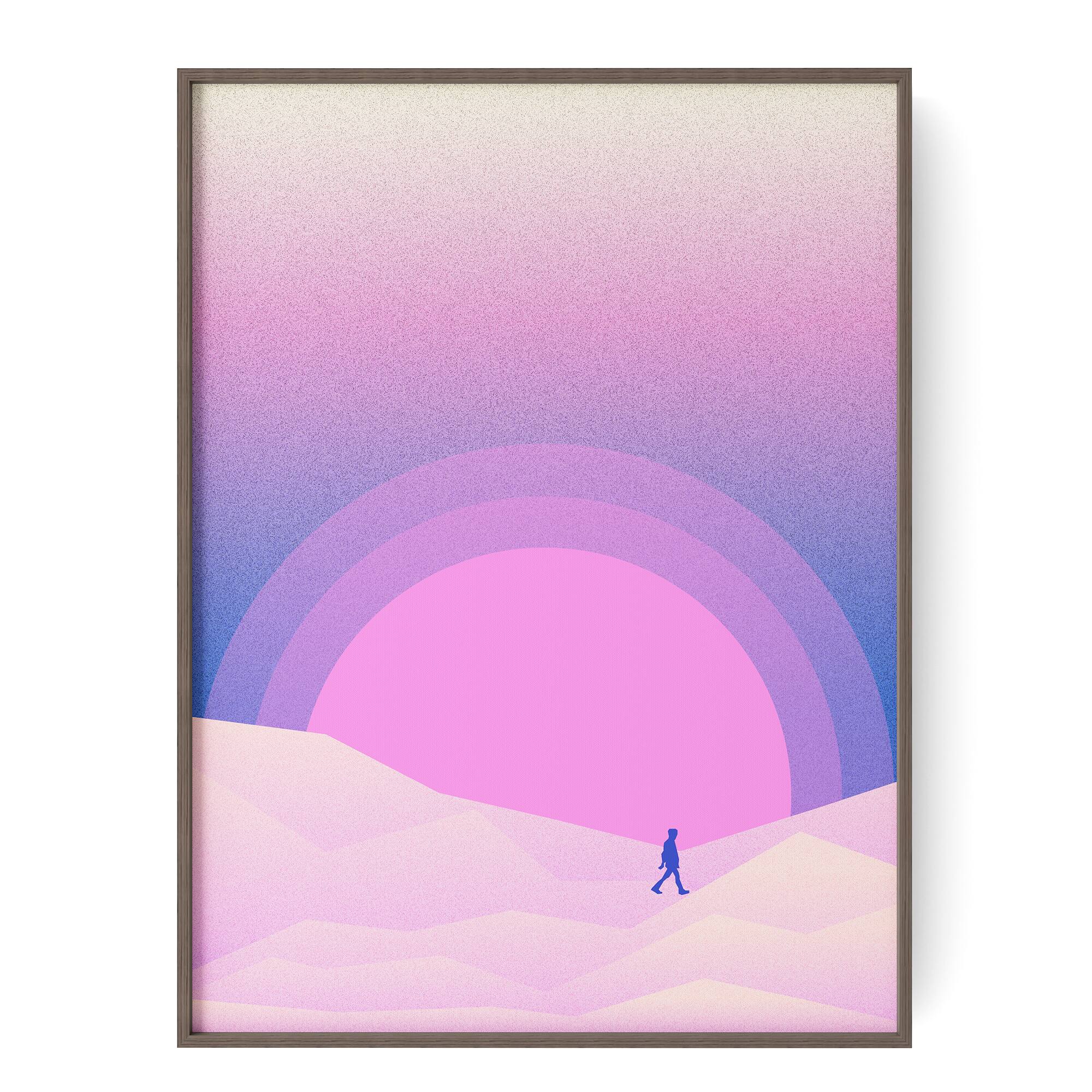 Front. HOMLUX - 1 Piece Framed Desert Canvas Wall Art Surreal Landscape Wall Decor Sunset Sun Decorative Canvas Print 24 in. x 18 in. - Multi-Colored.