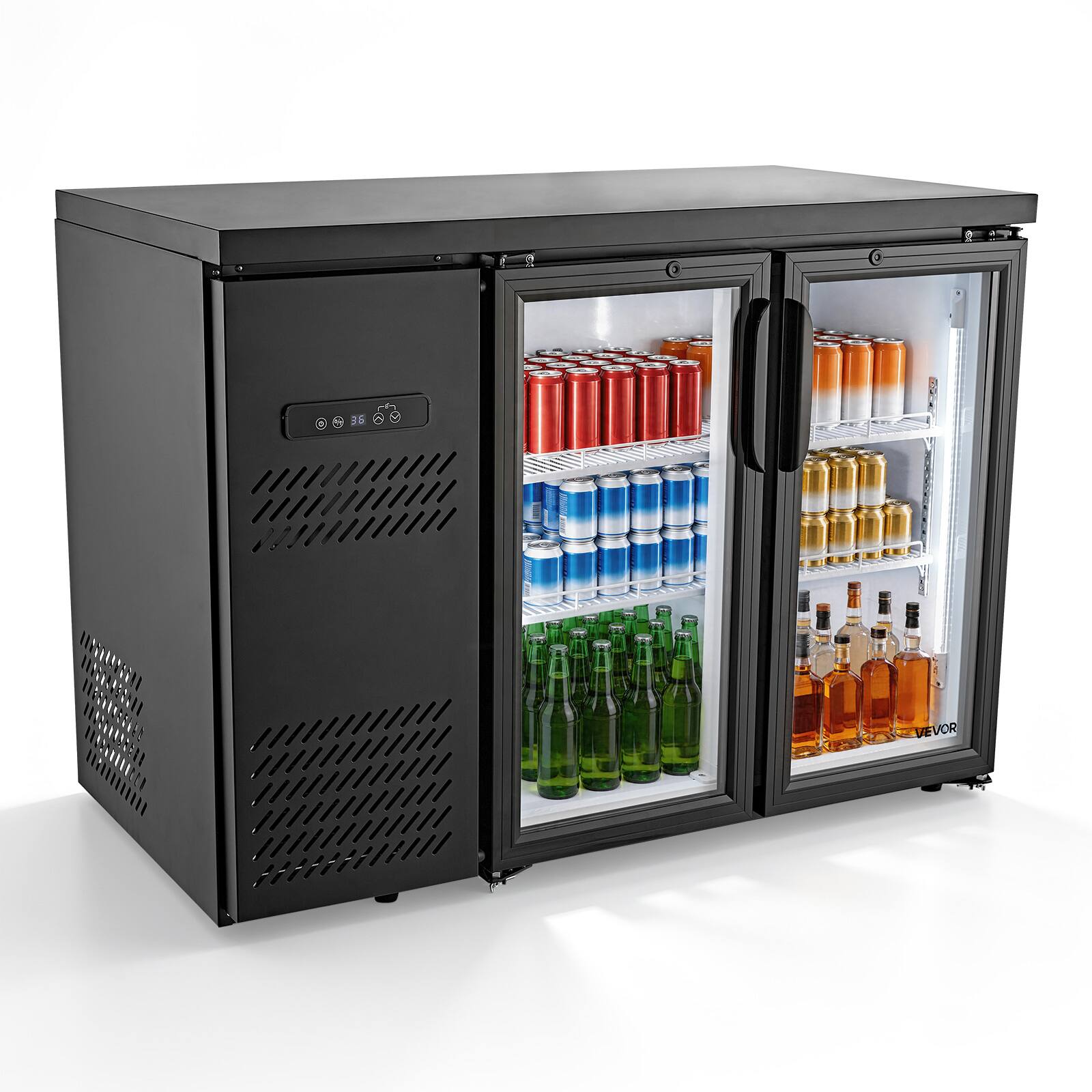 Alt View 5. VEVOR - Back Bar Cooler,11.8 Cu. Ft Counter Height Beverage Refrigerator,Commercial Display Fridge w/ 2 Glass Doors,LED Lighting - Black.