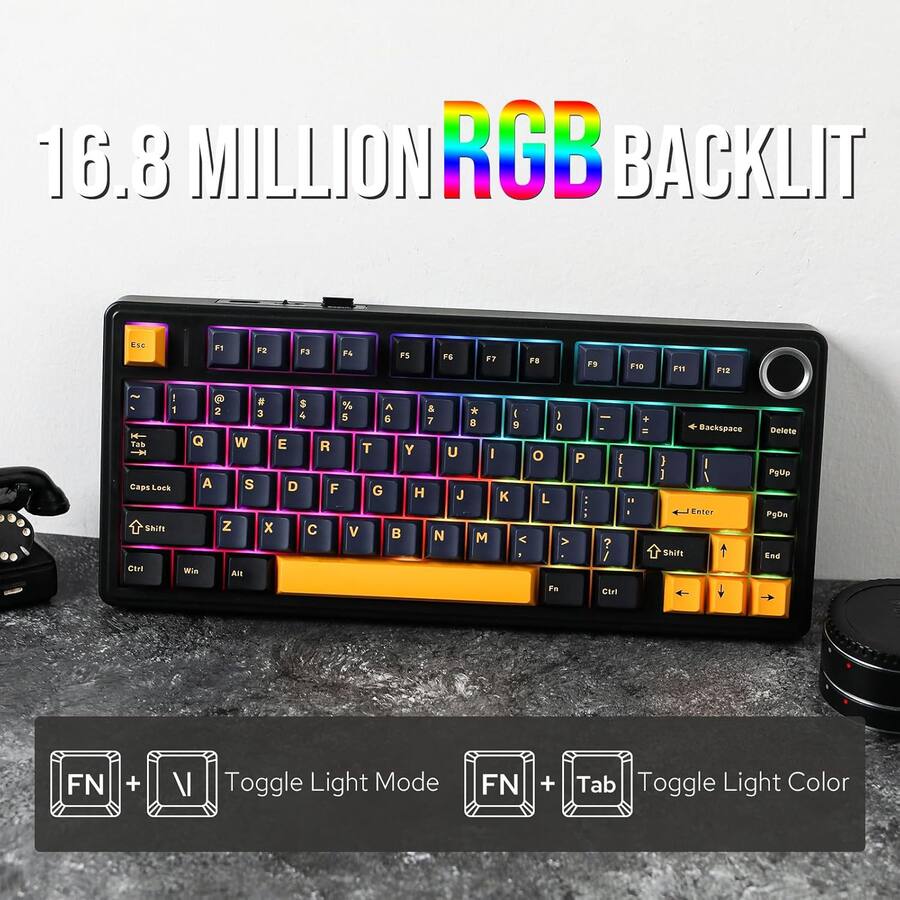 Key Cap F75 AULA F75 81 Key Wireless Hot Swappable Mechanical Gaming Keyboard, RGB ...