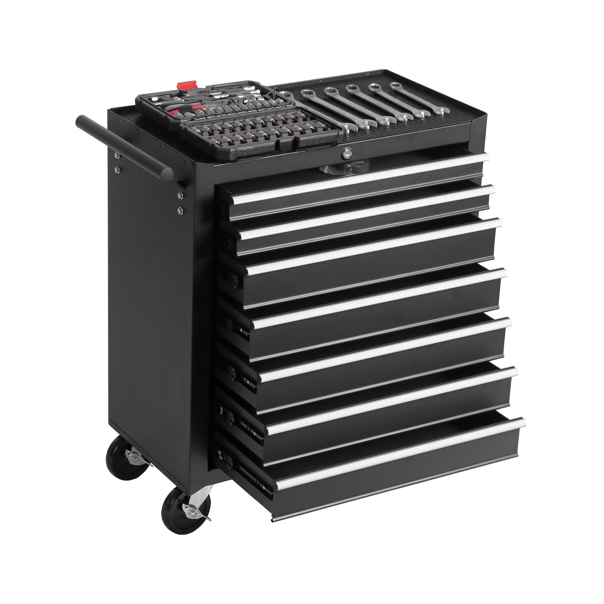 Front. Boyel Living - Black Rolling Tool Chest with 7-Drawer Tool Box with Wheels Multifunctional Tool Cart.