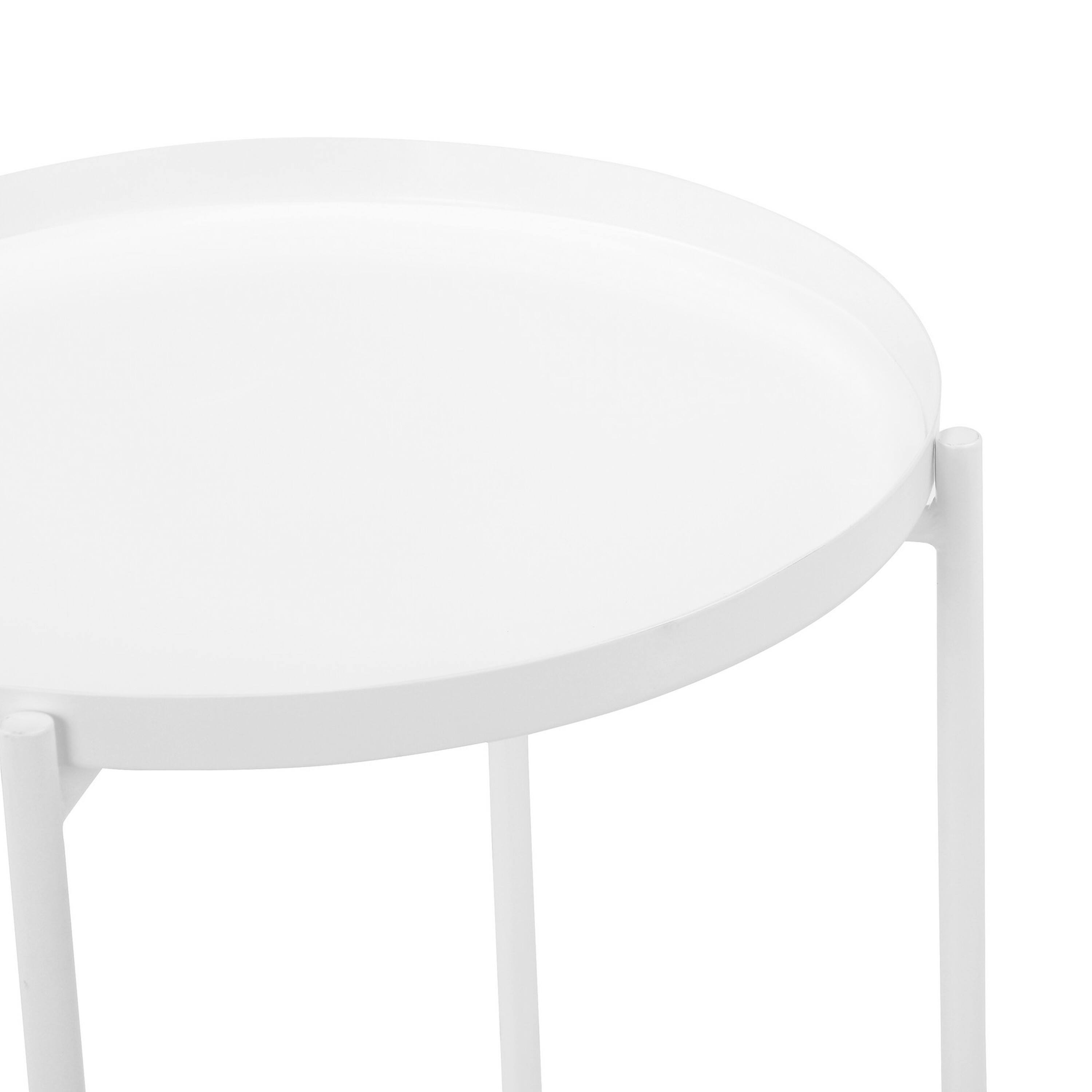 Manhattan Lane Ely 21 Inch Side End Table, Round Tray Top, Modern Open ...